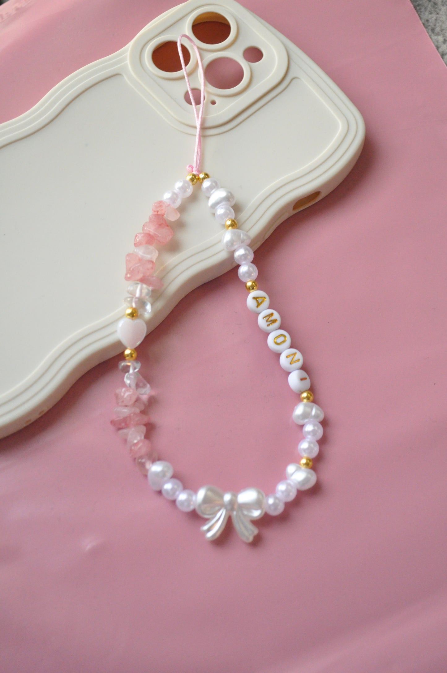 Chic Gemstone & Bow Phone Strap