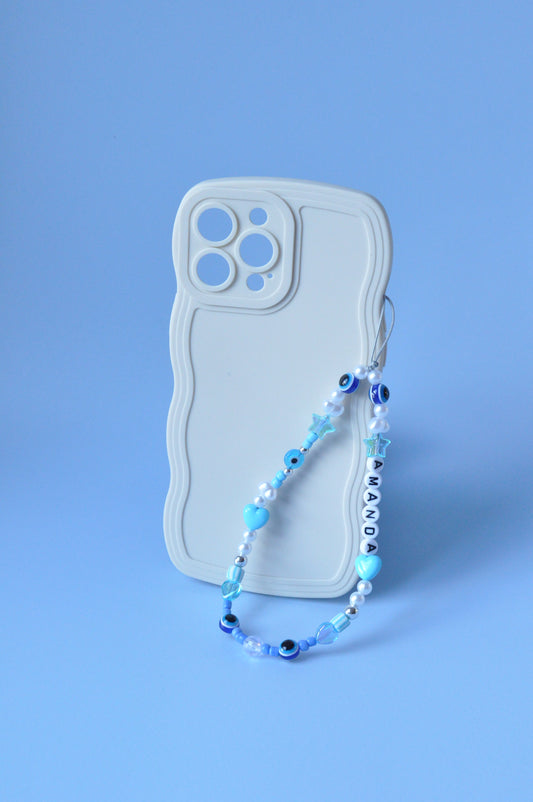 Blue Evil Eye Pearl Phone Charm