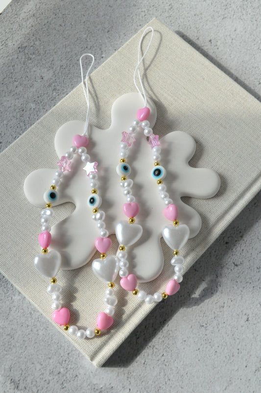 Cute Pink Heart Phone Charm