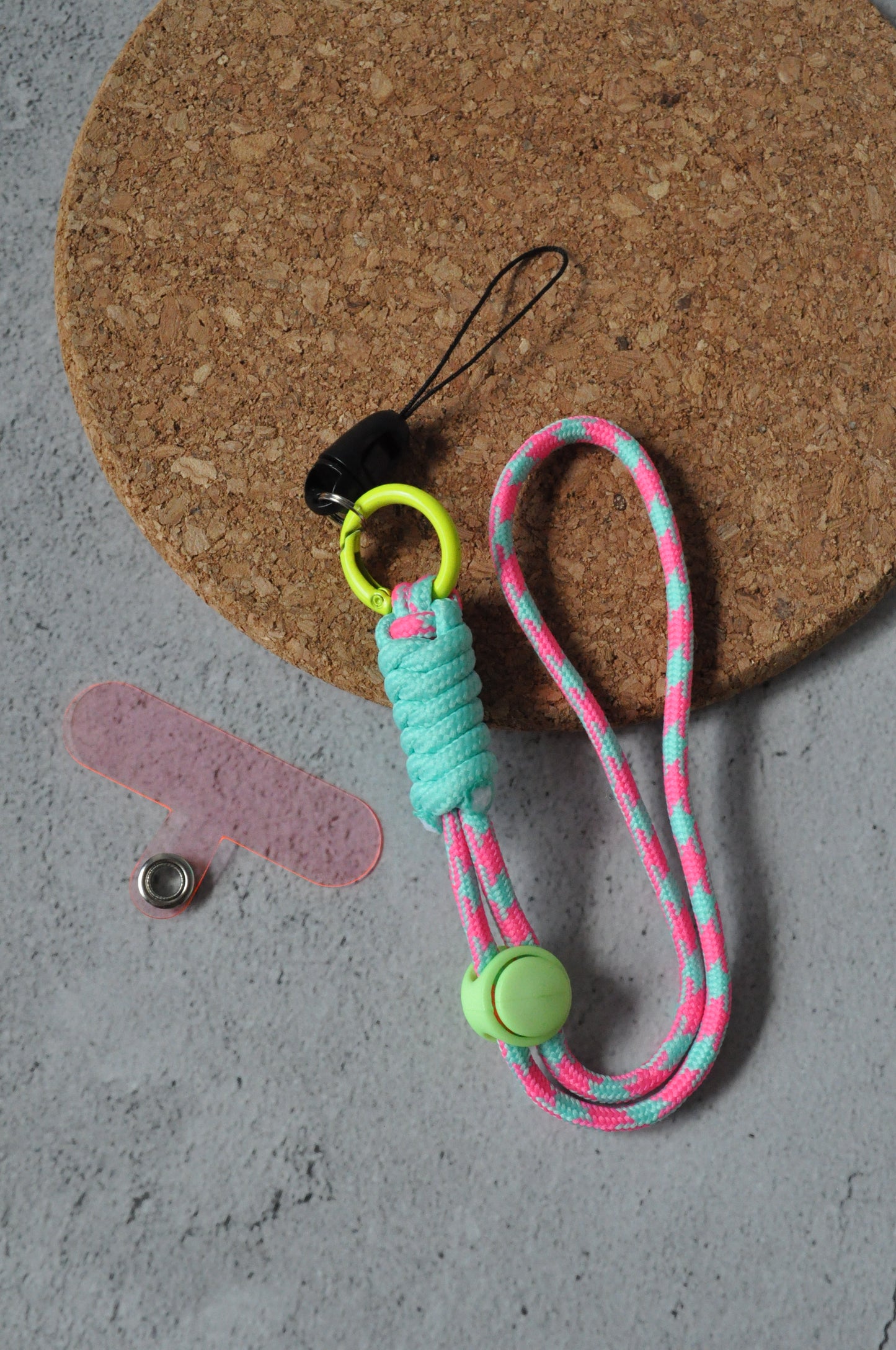 Pink & Green Adjustable Phone Strap