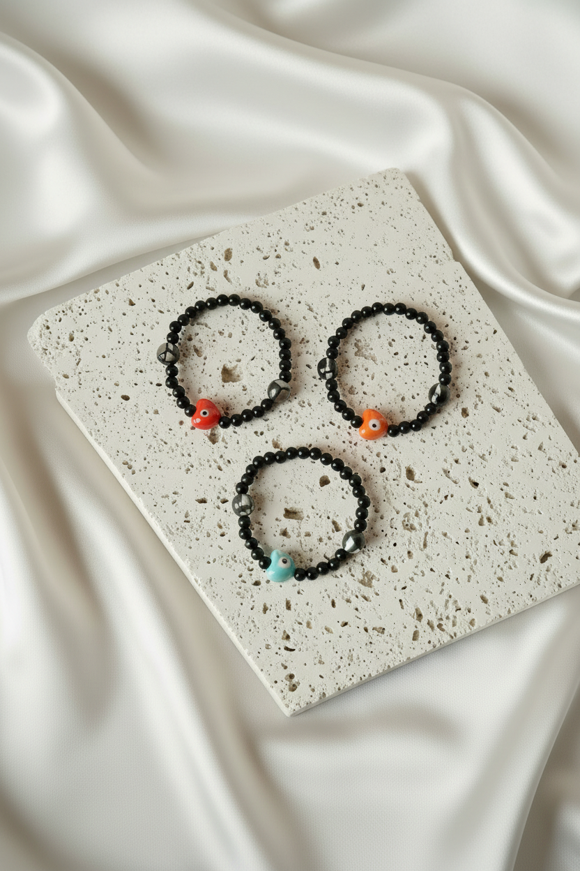 Ceramic Evil Eye Heart Bracelet