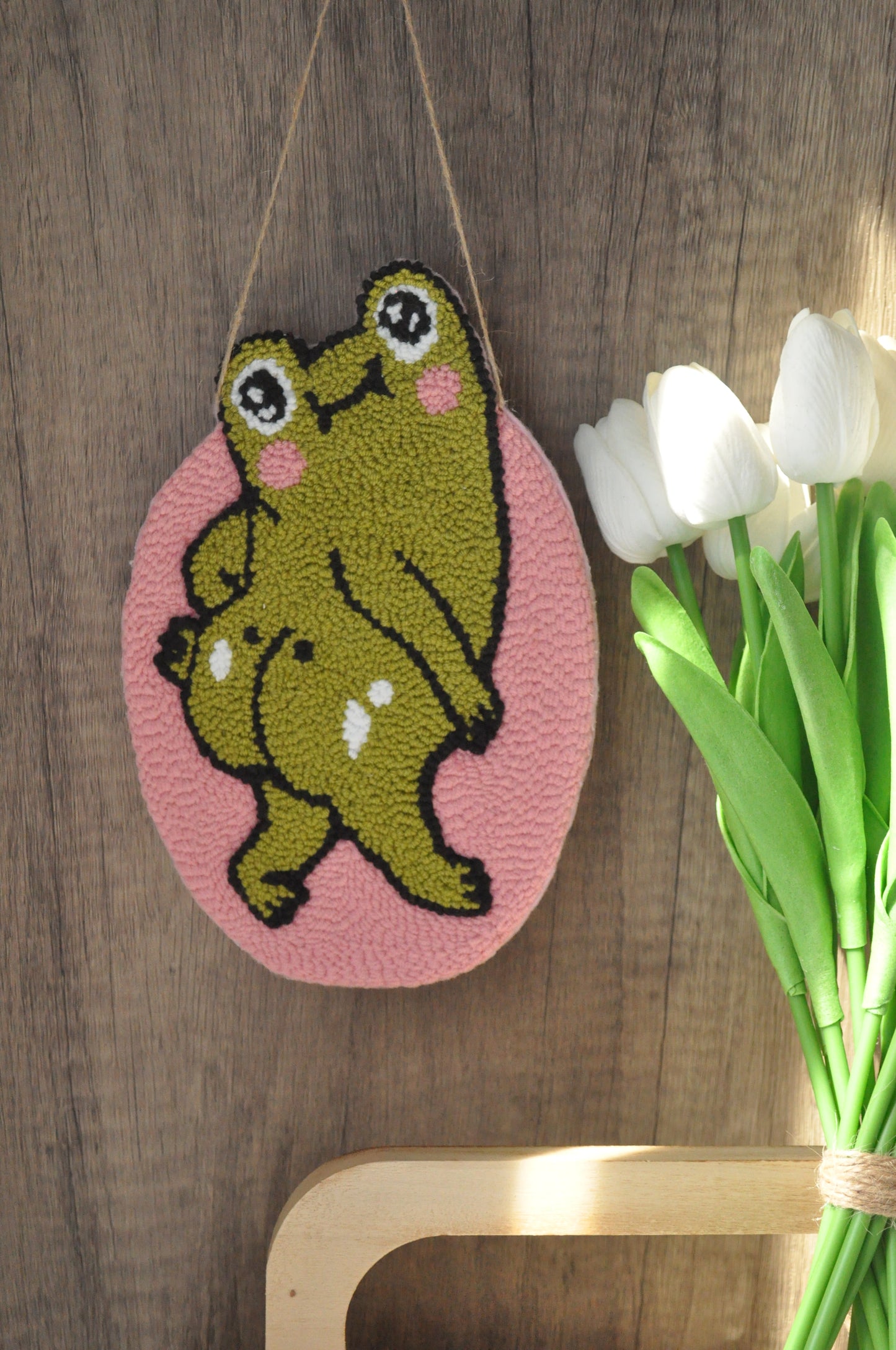 Cheeky Frog Punch Needle Wall Art