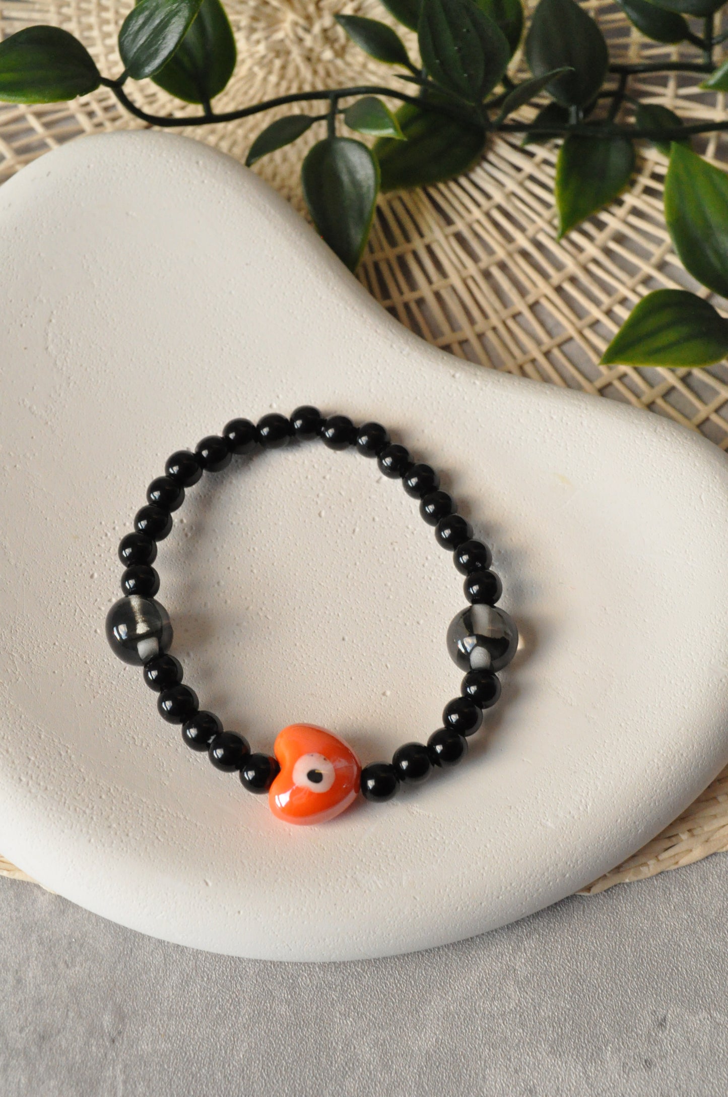 Ceramic Evil Eye Heart Bracelet