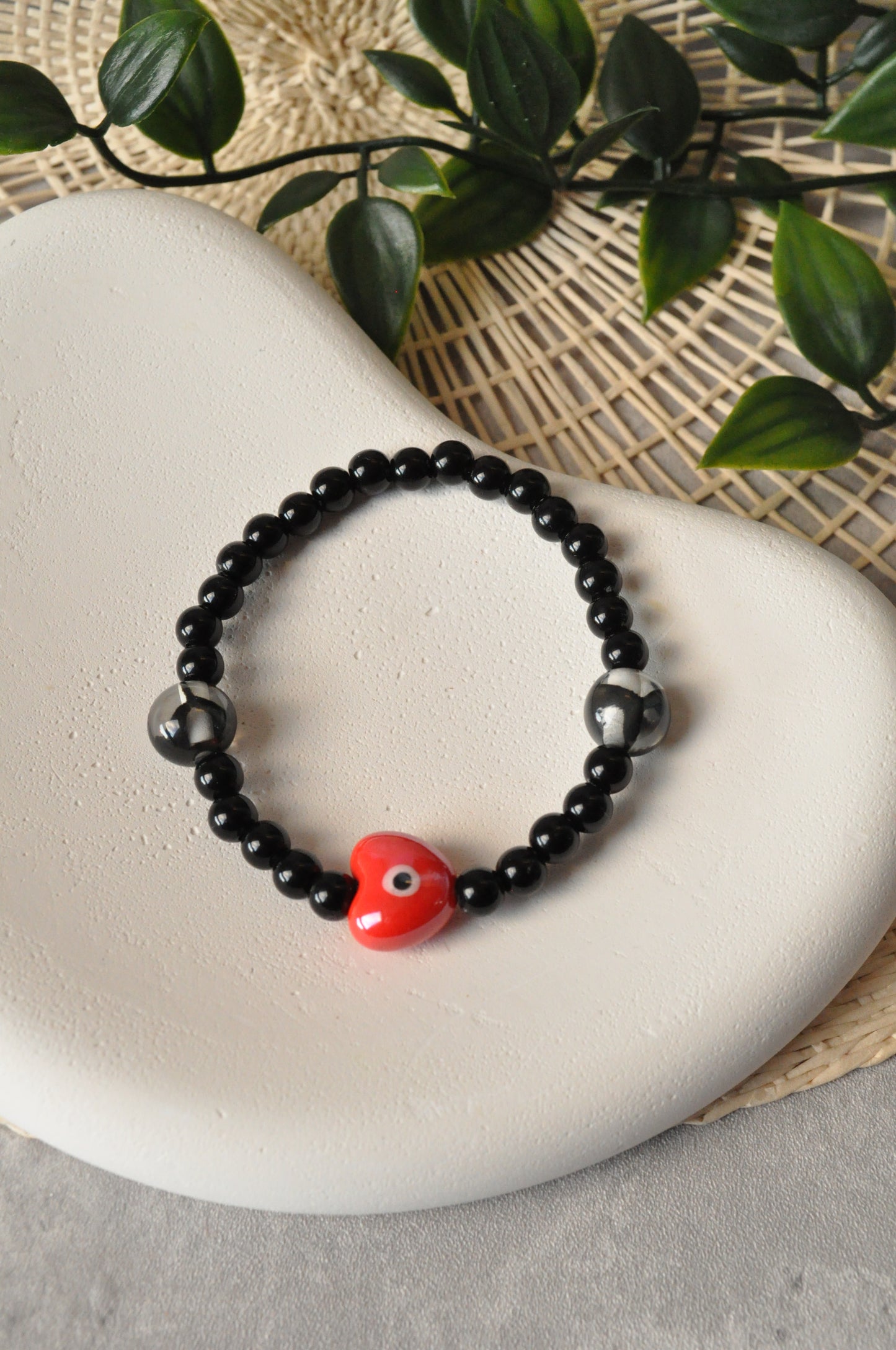 Ceramic Evil Eye Heart Bracelet