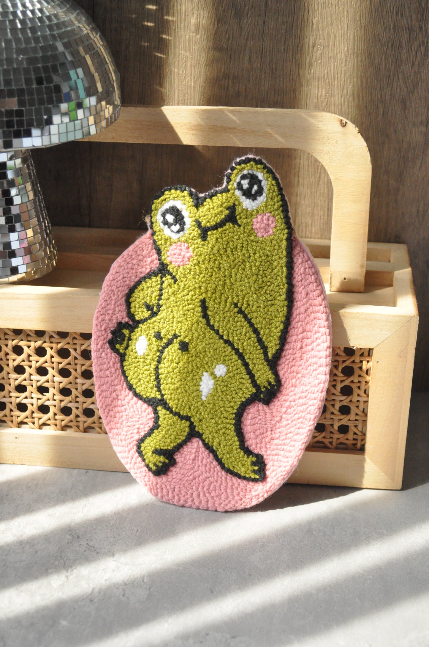 Cheeky Frog Punch Needle Wall Art