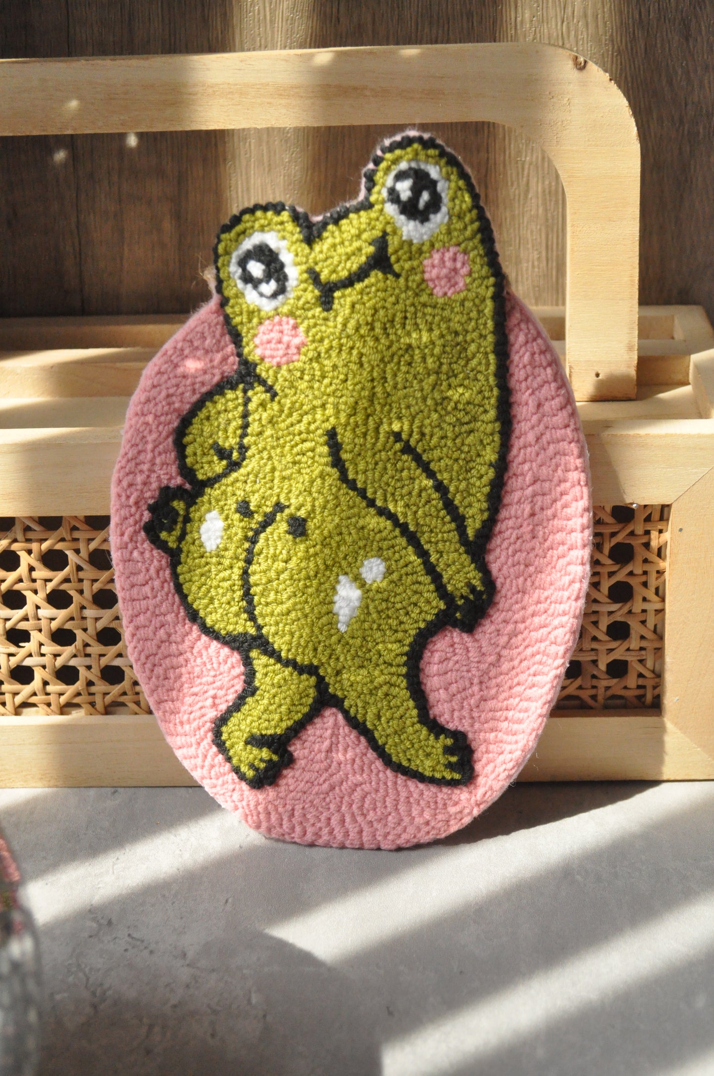 Cheeky Frog Punch Needle Wall Art