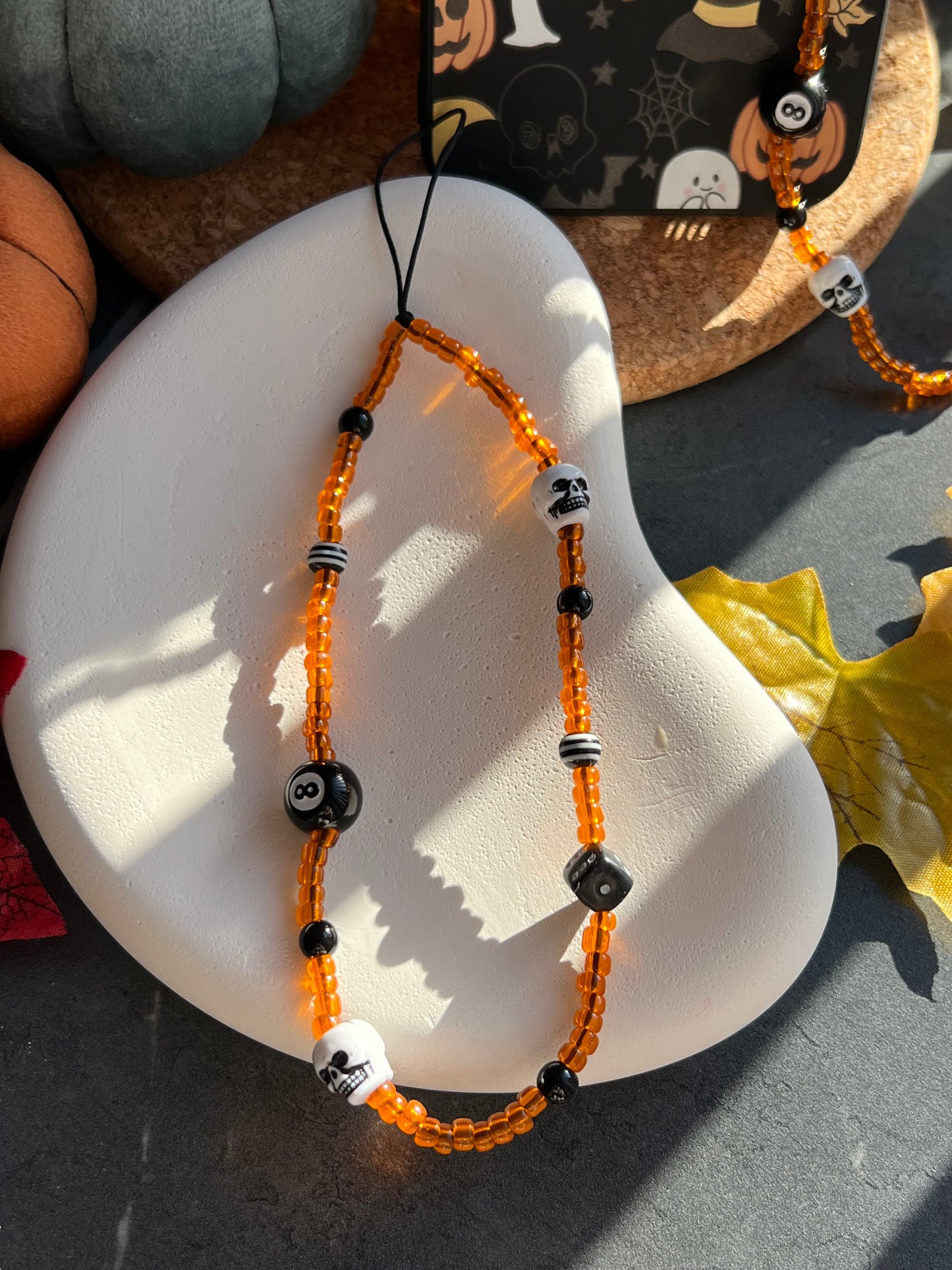 Halloween-Inspired Beaded Phone Strap