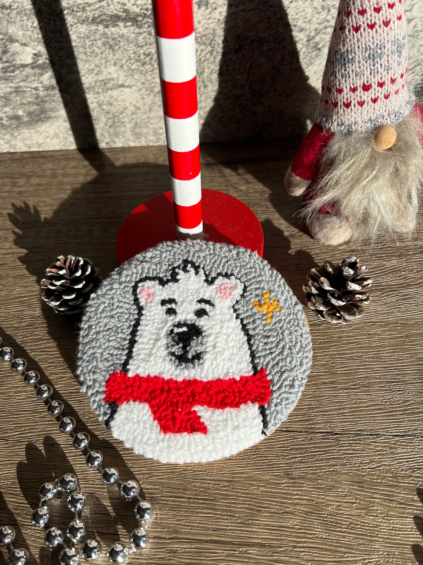 Festive Punch Needle Coaster