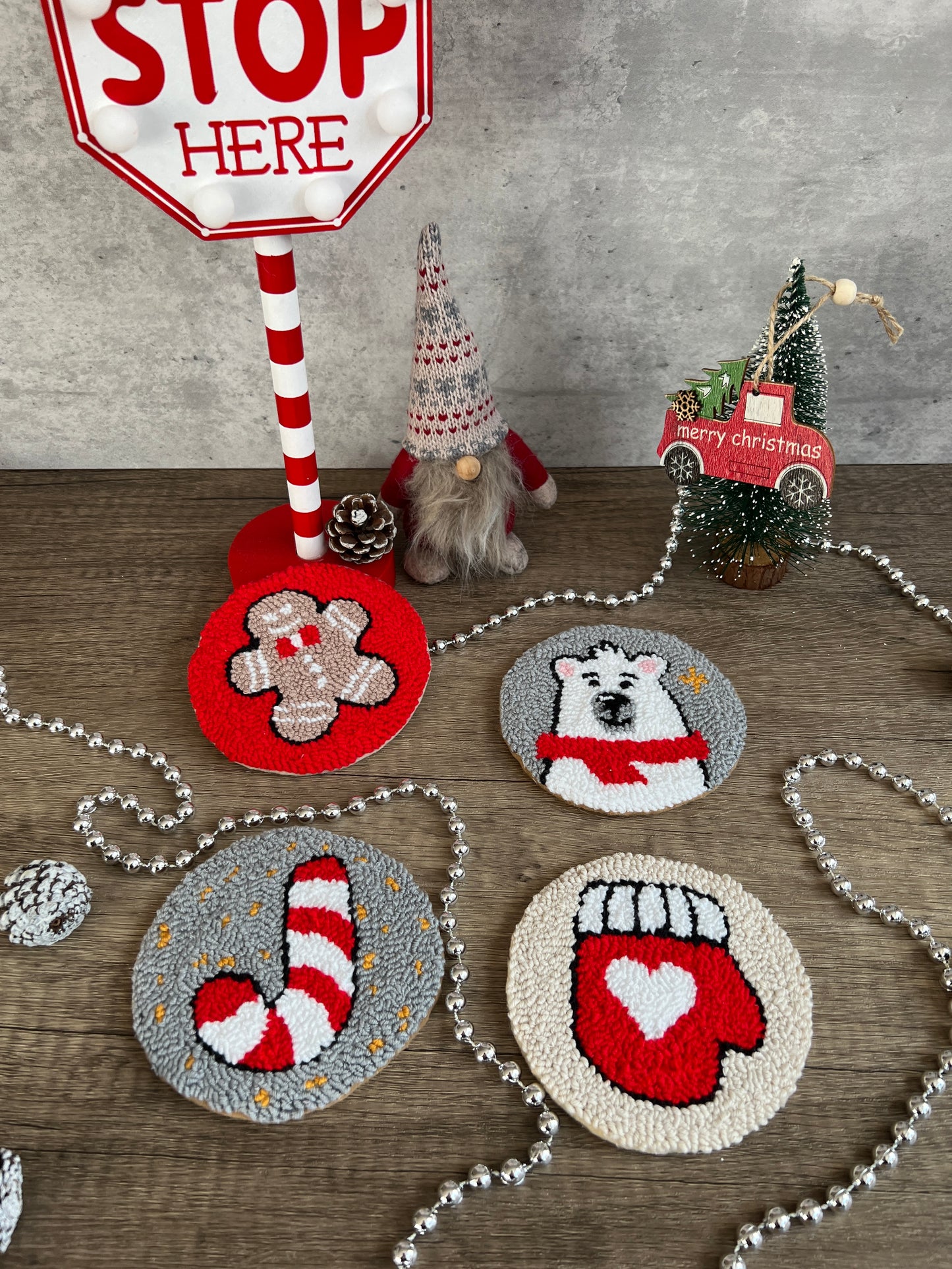 Festive Punch Needle Coaster