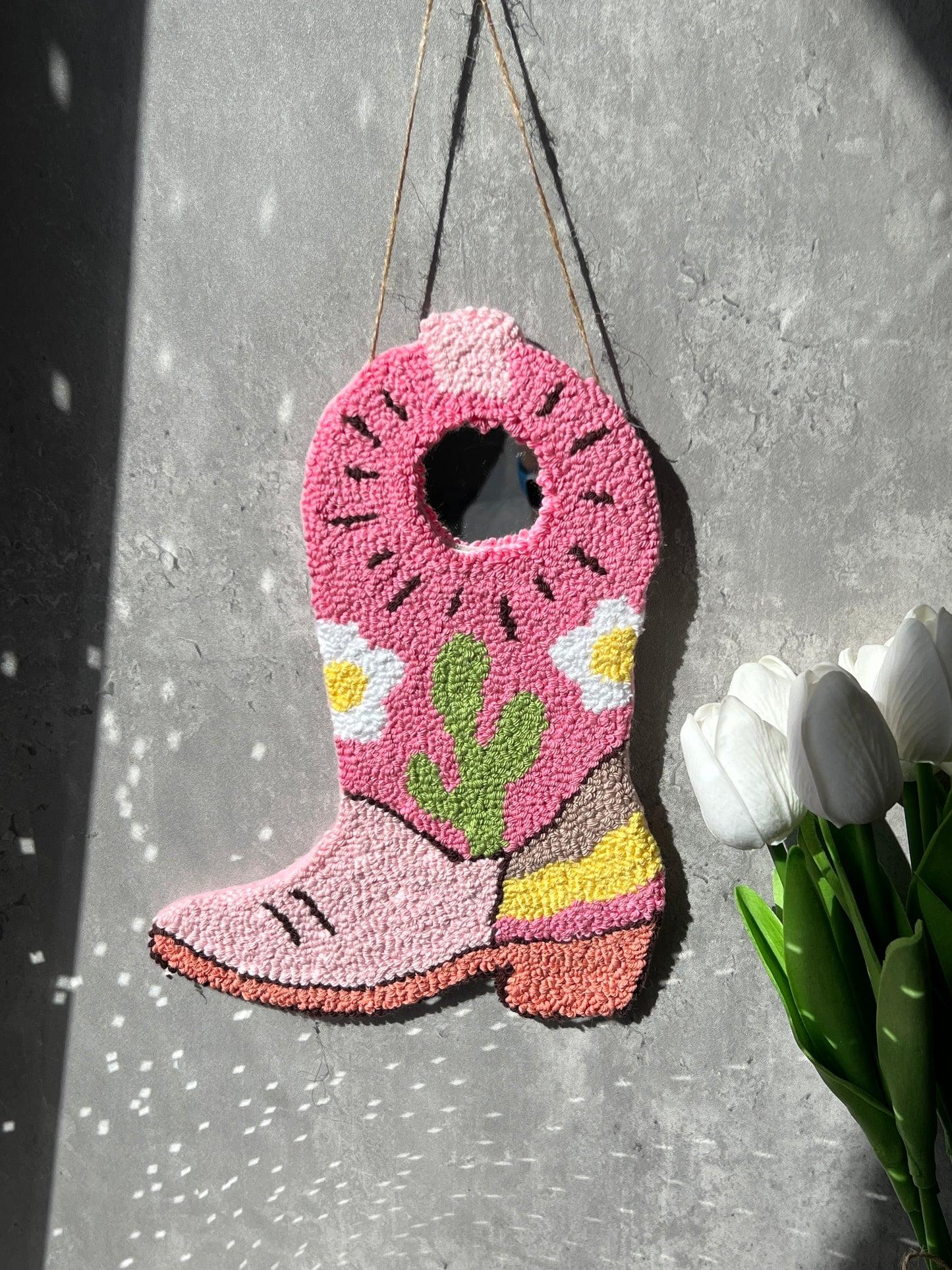 Tufted Cowboy Boot Wall Hanging