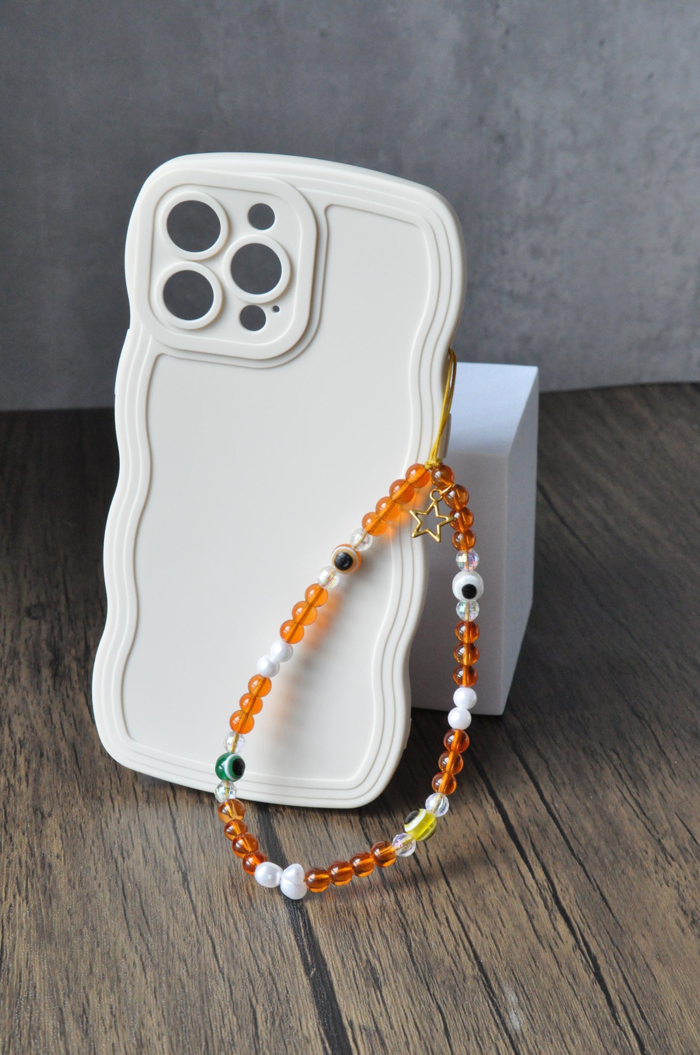Amber Glass Bead Phone Charm