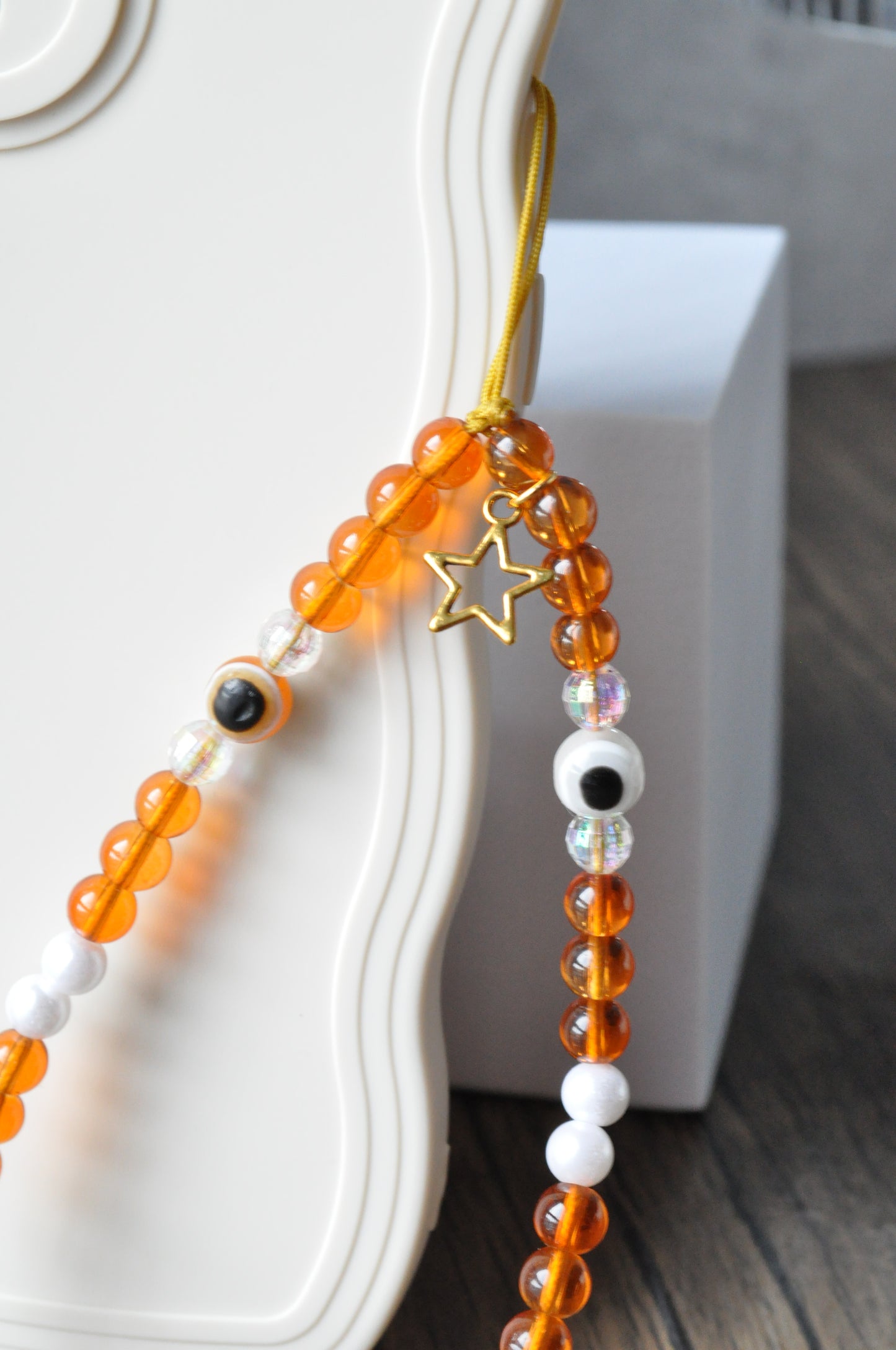Amber Glass Bead Phone Charm