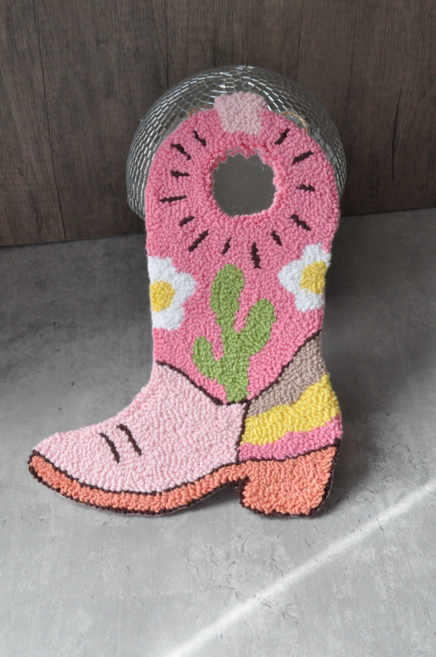Tufted Cowboy Boot Wall Hanging
