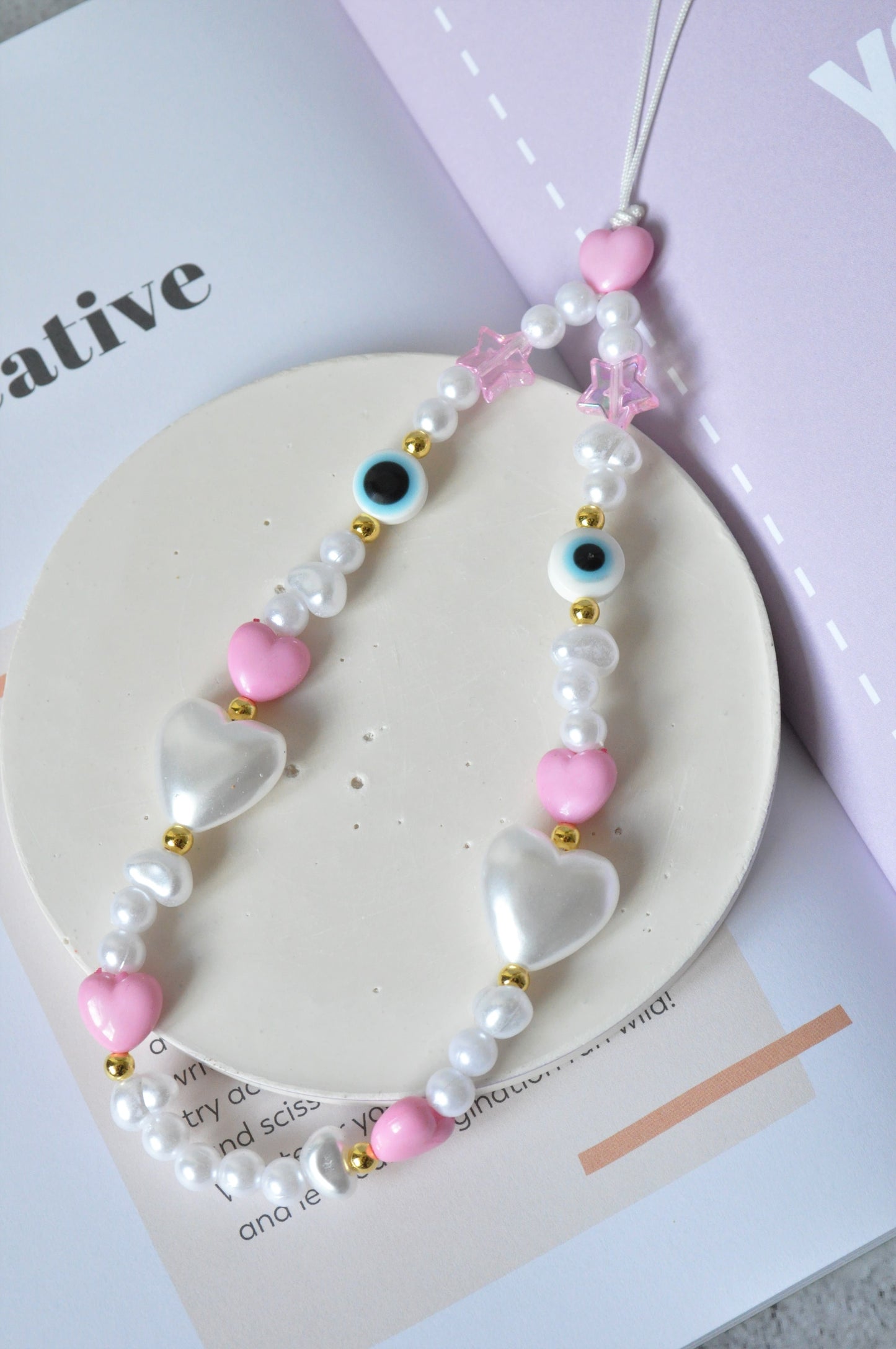 Cute Pink Heart Phone Charm