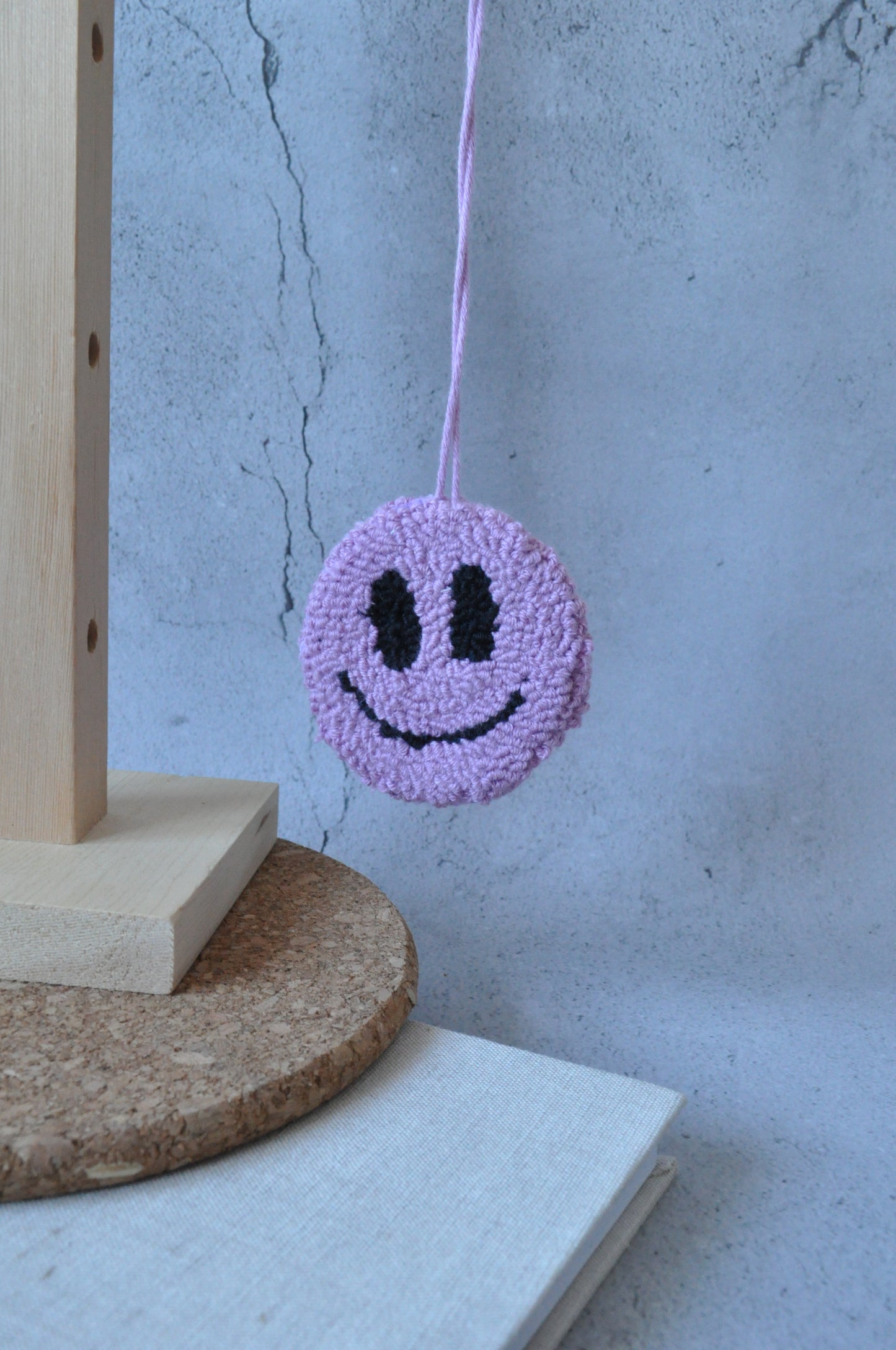 Lilac Smiley Face Bag Charm