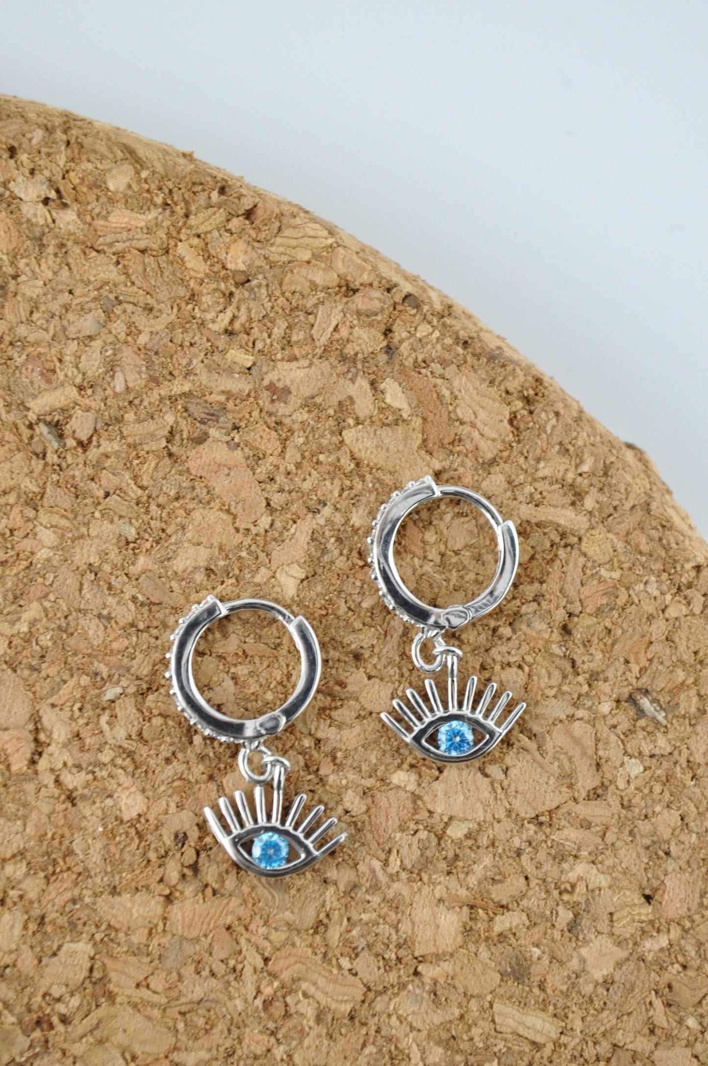 Sterling Silver Tiny Evil Eye Hoops