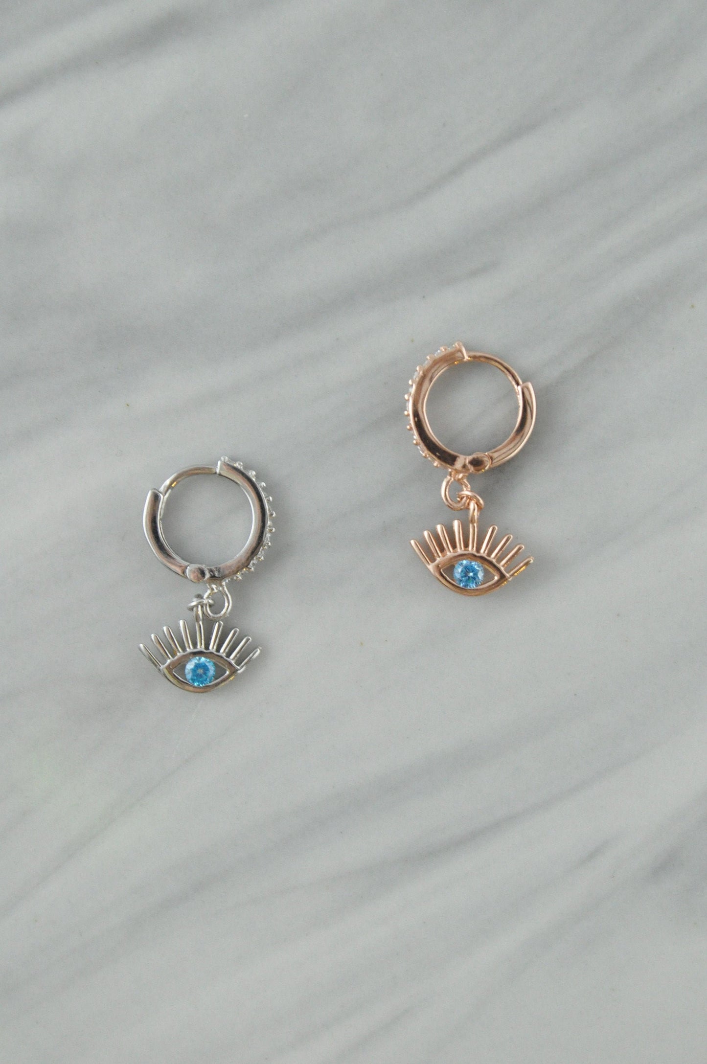 Sterling Silver Tiny Evil Eye Hoops