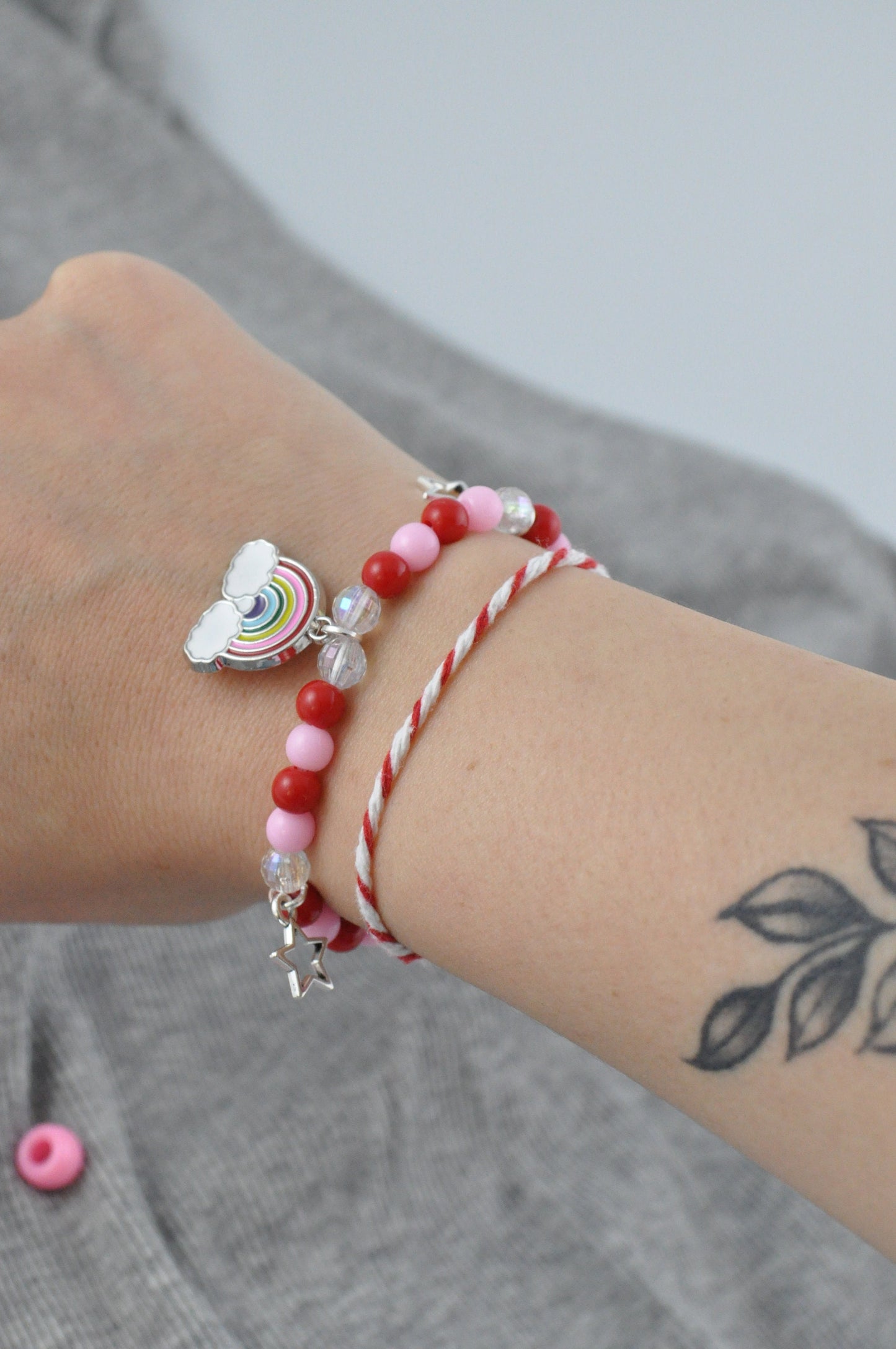 Beaded Rainbow Charm Bracelet