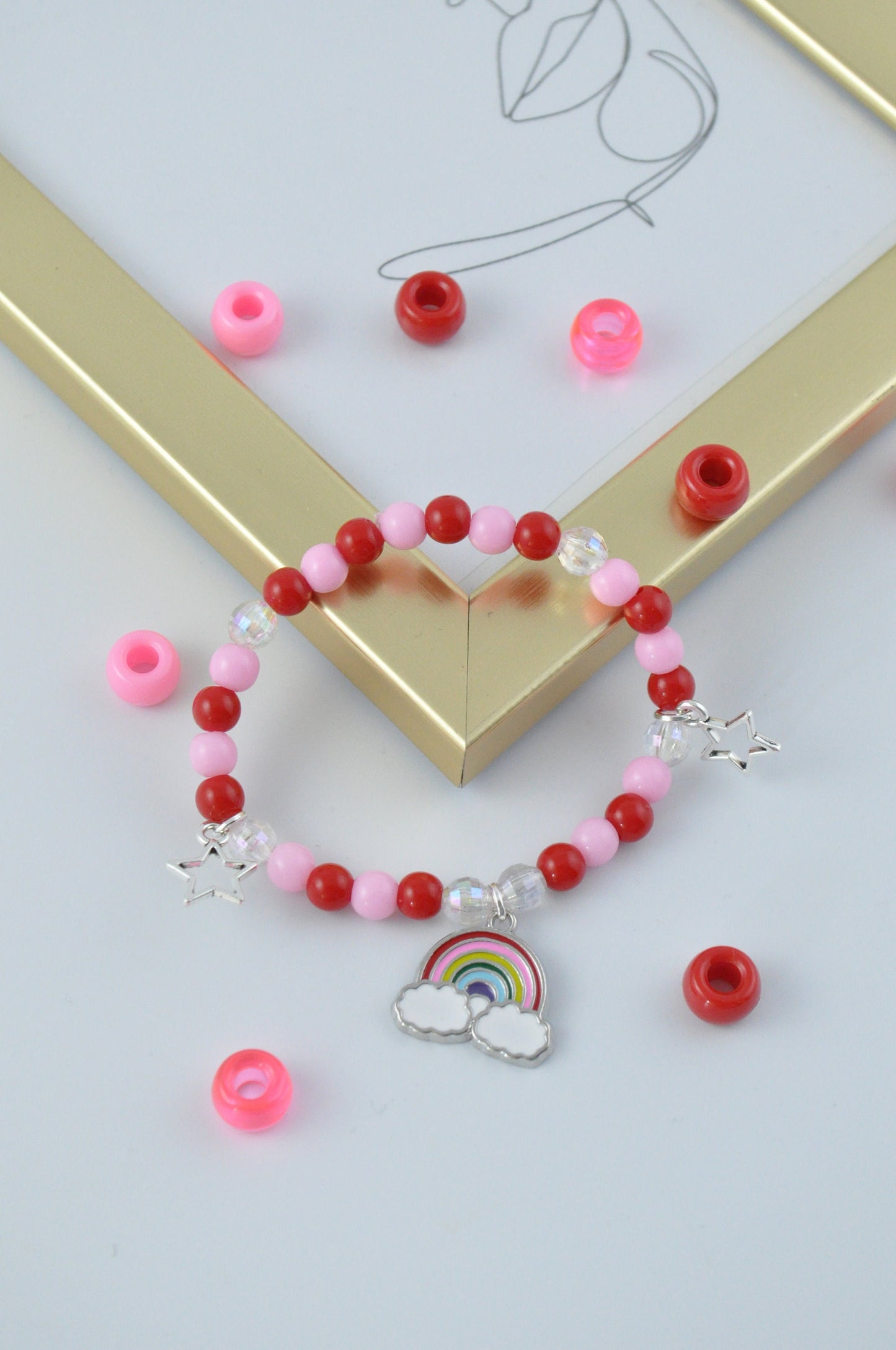 Beaded Rainbow Charm Bracelet