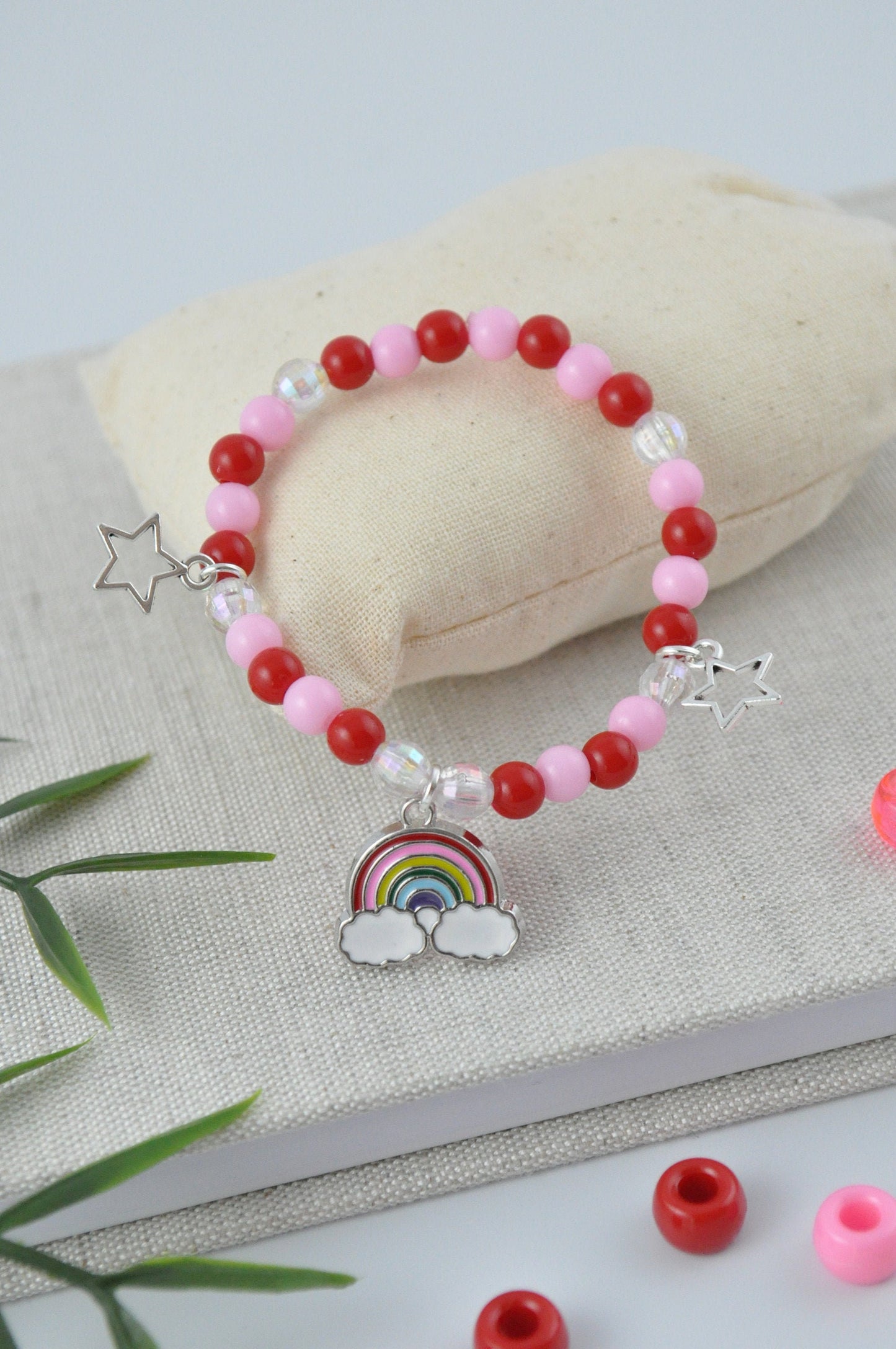Beaded Rainbow Charm Bracelet