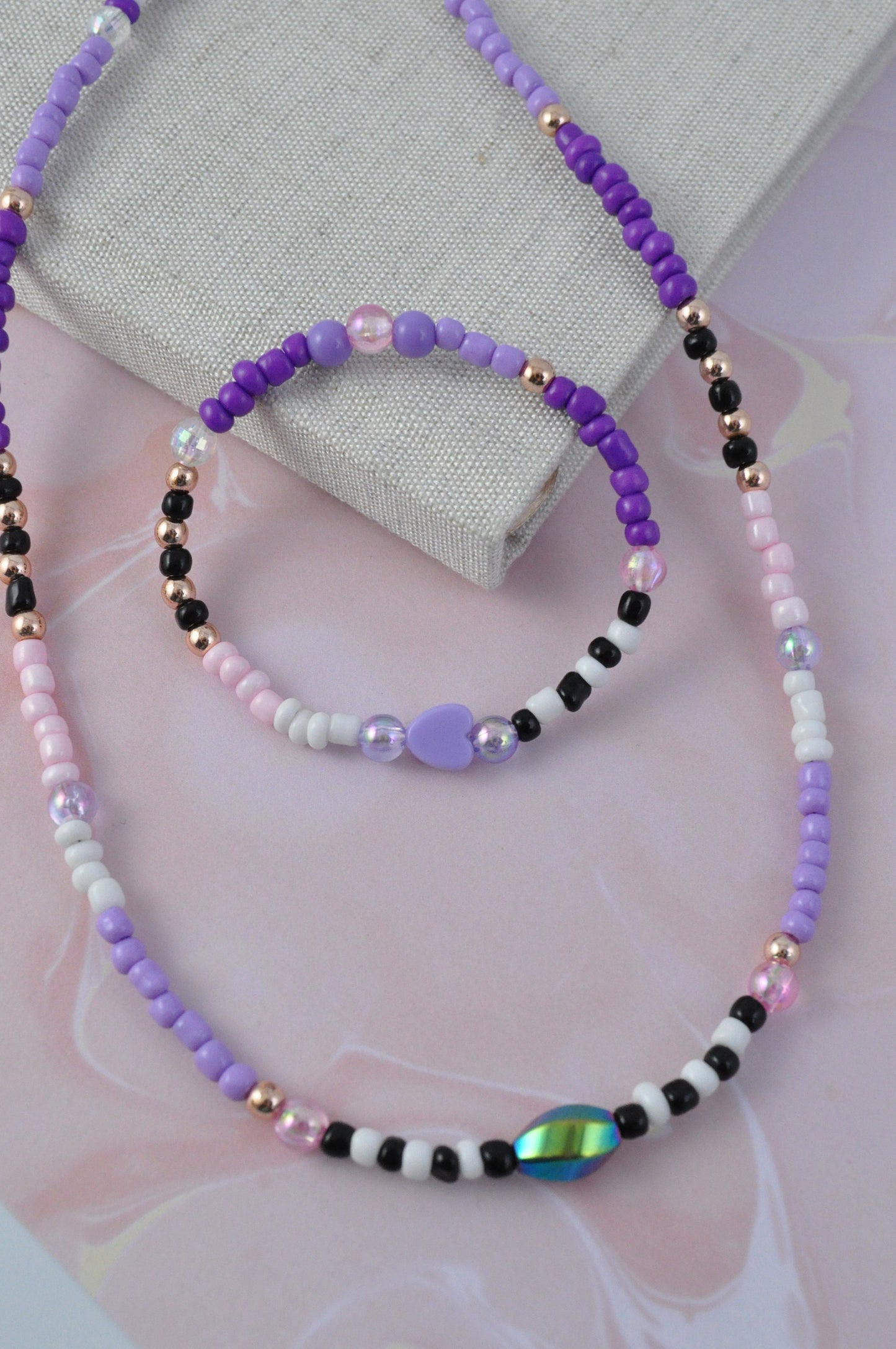 Lilac Glass Seed Bead Necklace