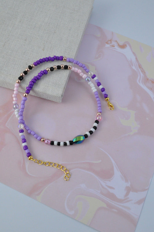 Lilac Glass Seed Bead Necklace