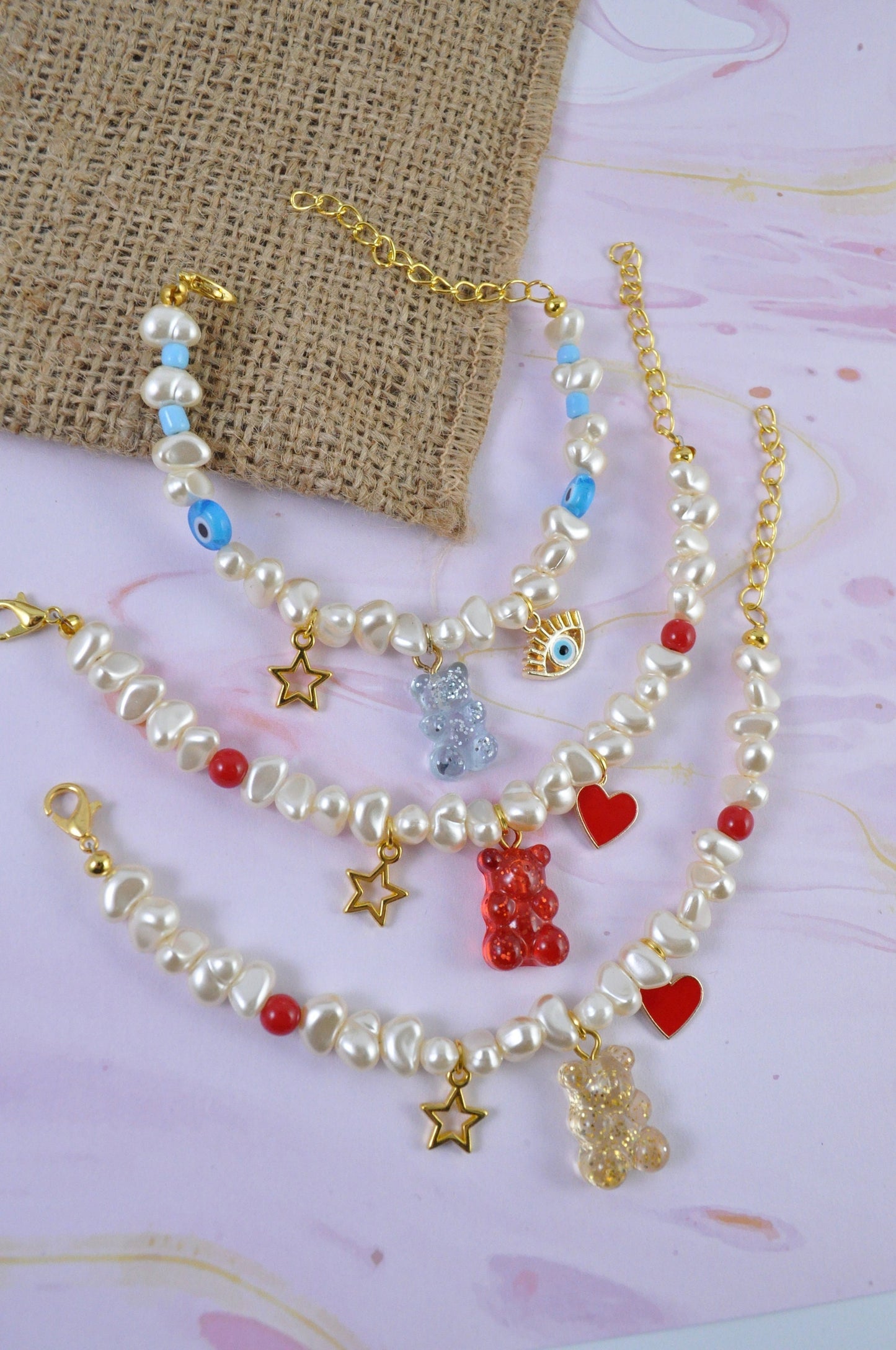 Pearl Gummy Charm Bracelet