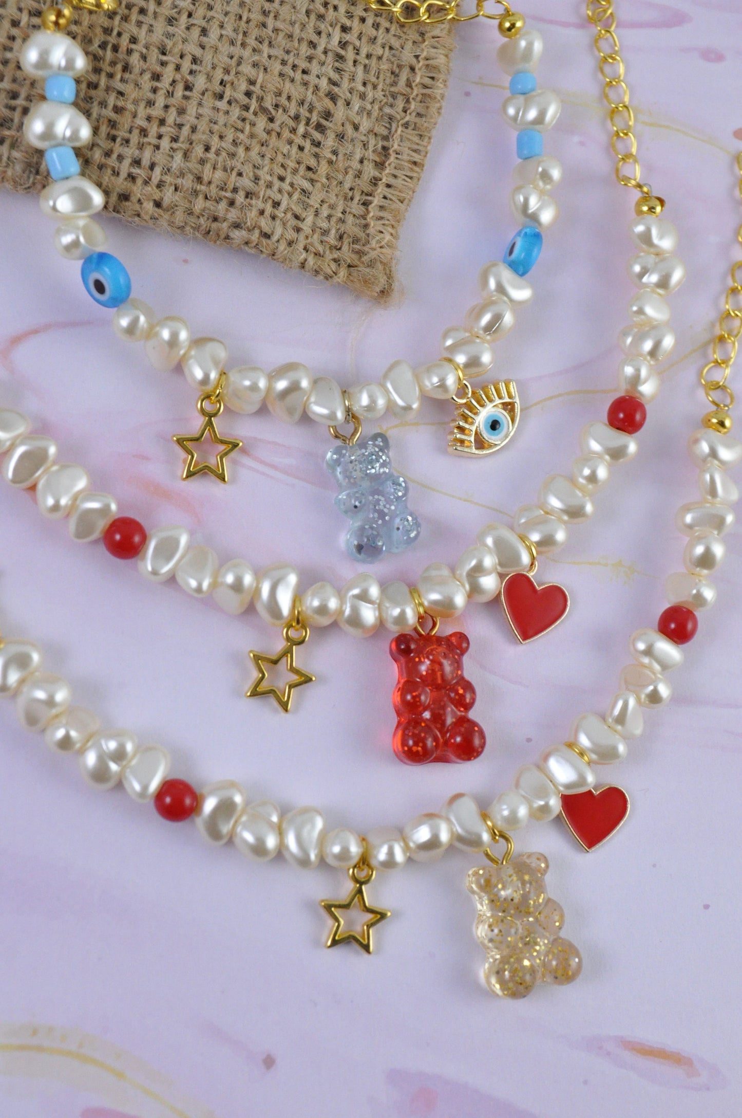 Pearl Gummy Charm Bracelet