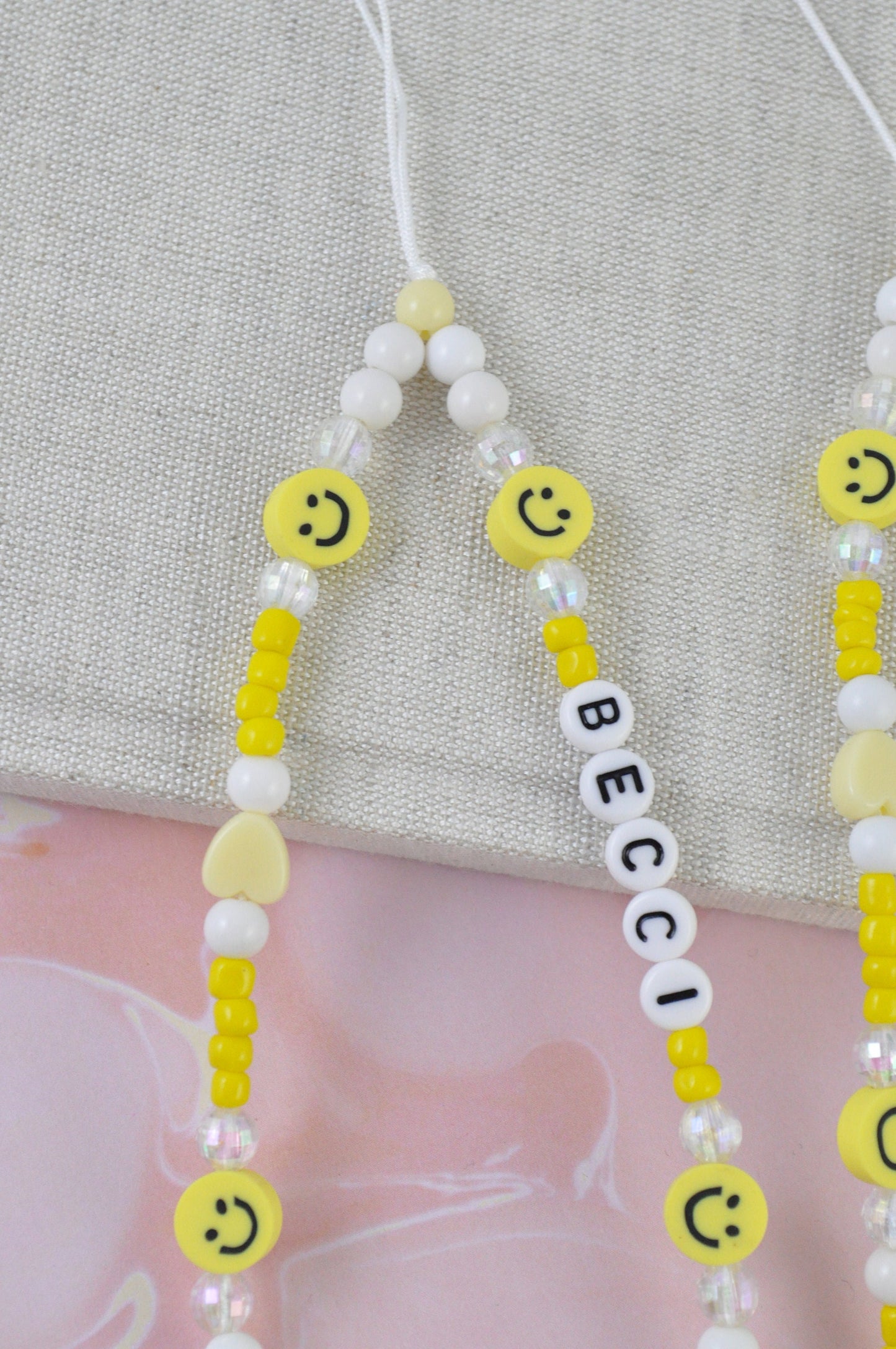 Smiley Bead Phone Charm