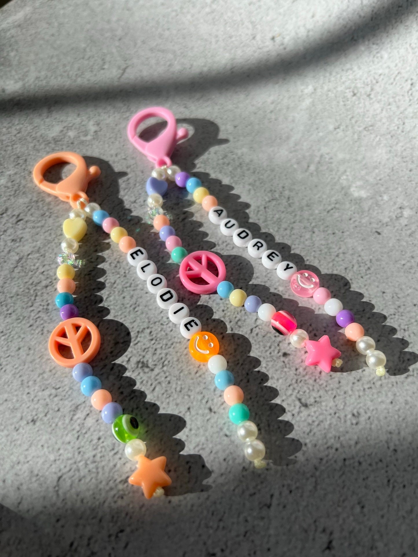 Pastel Peace Beaded Keychain