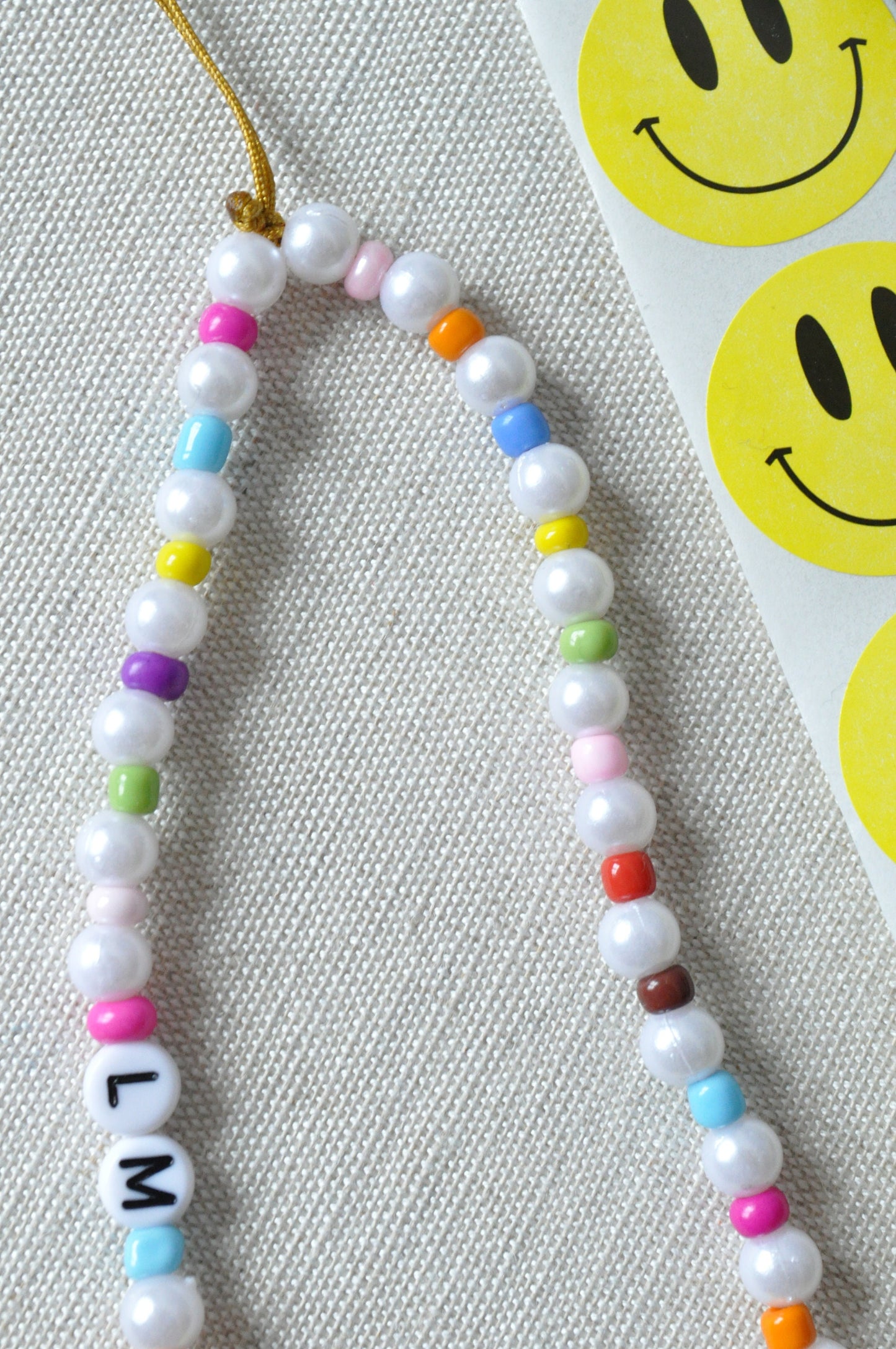 Ceramic Smiley Pearl Beaded Phone Charm
