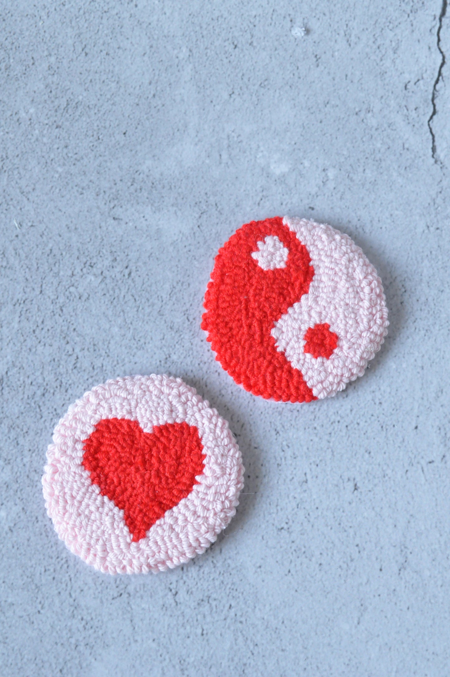 Yin Yang & Heart Tufted Car Coasters