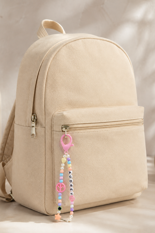 Pastel Peace Beaded Keychain