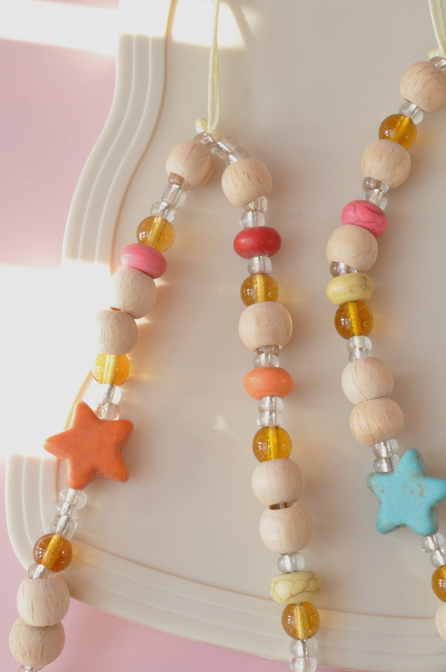 Wooden & Amber Phone Charm