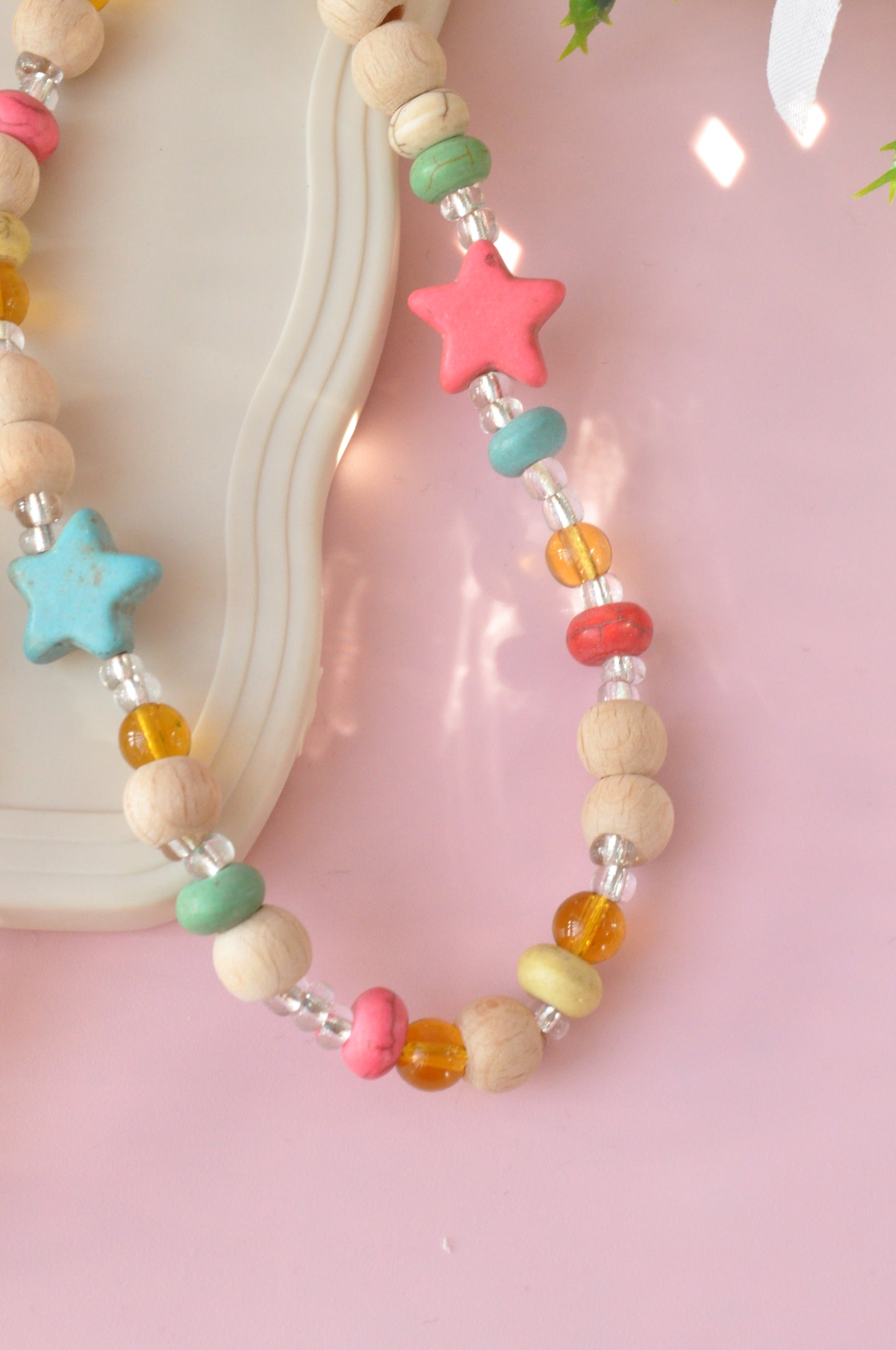 Wooden & Amber Phone Charm