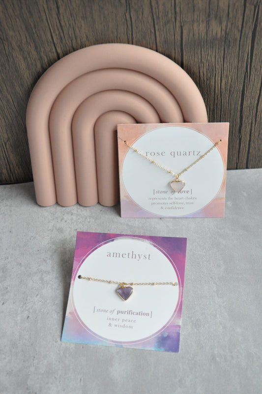 Heart-Shaped Natural Stone Necklace