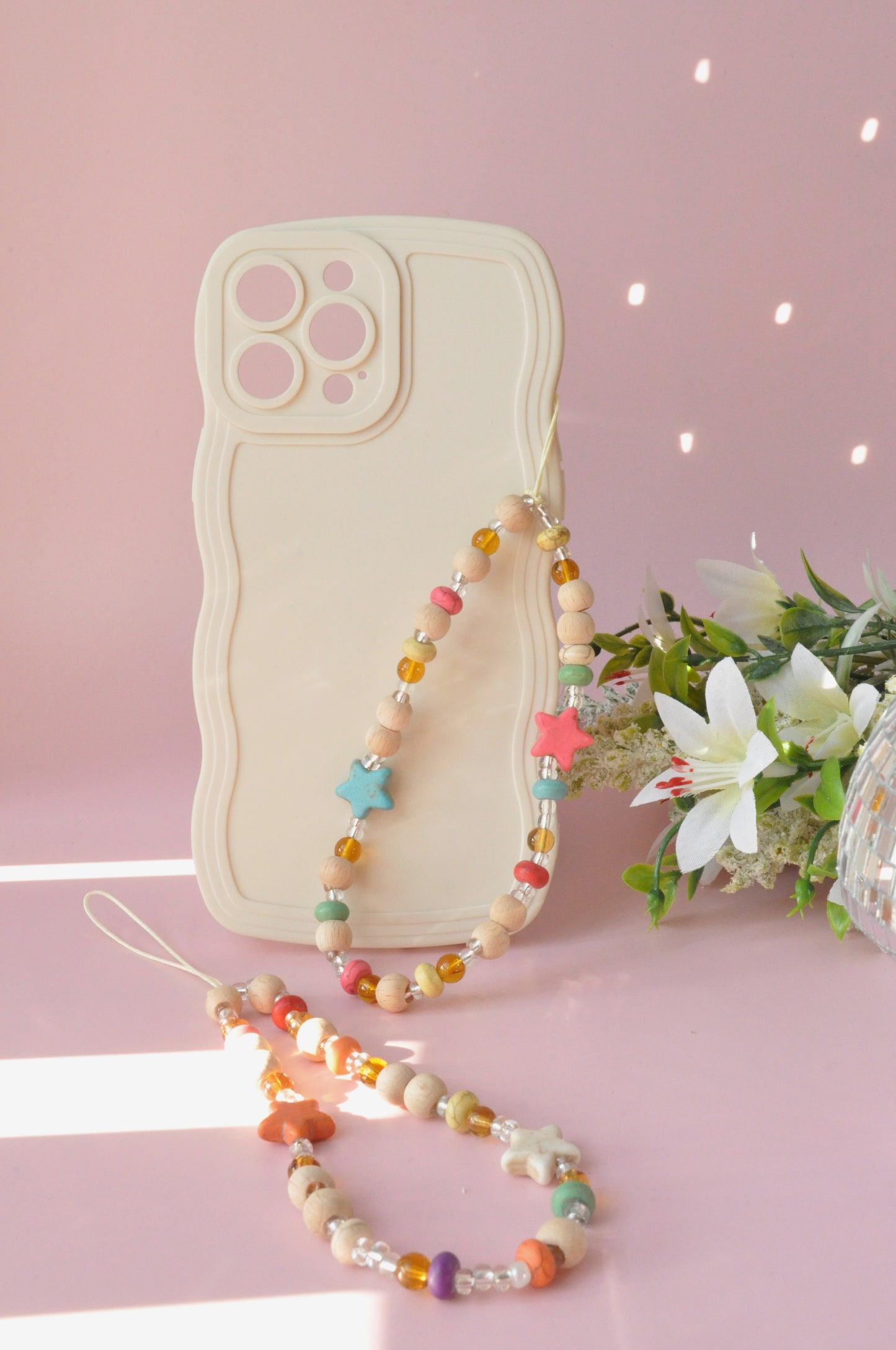 Wooden & Amber Phone Charm