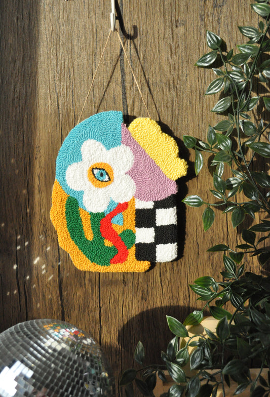 Tufted Floral Evil Eye Wall Decor