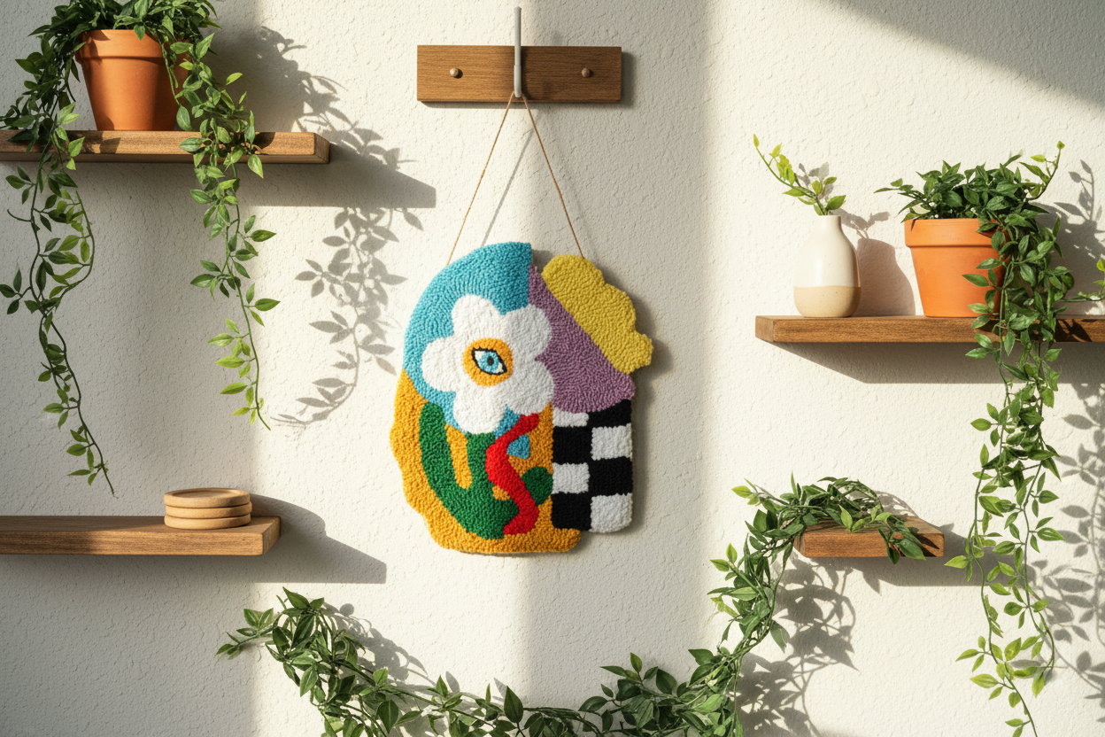 Tufted Floral Evil Eye Wall Decor