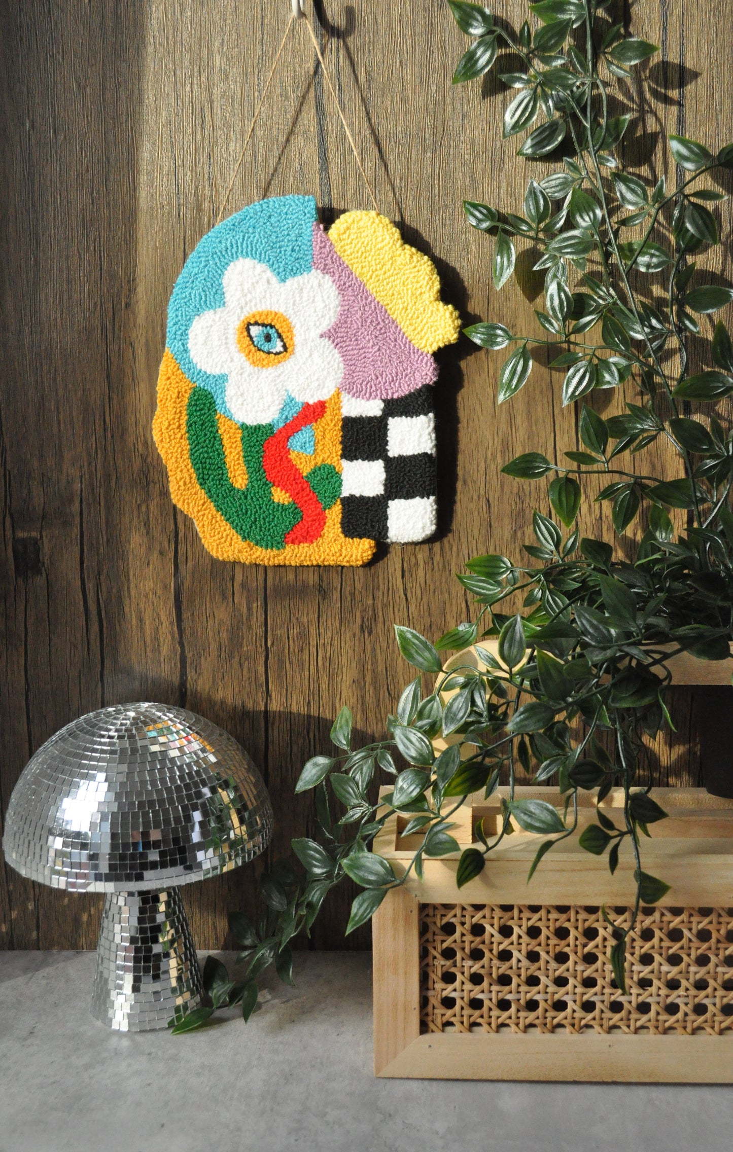 Tufted Floral Evil Eye Wall Decor