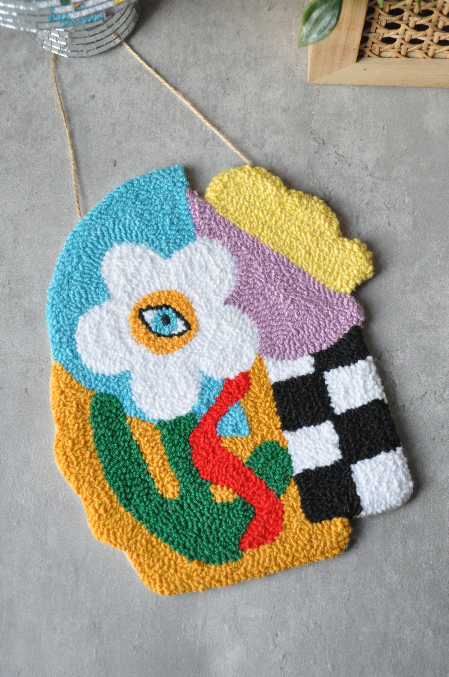 Tufted Floral Evil Eye Wall Decor