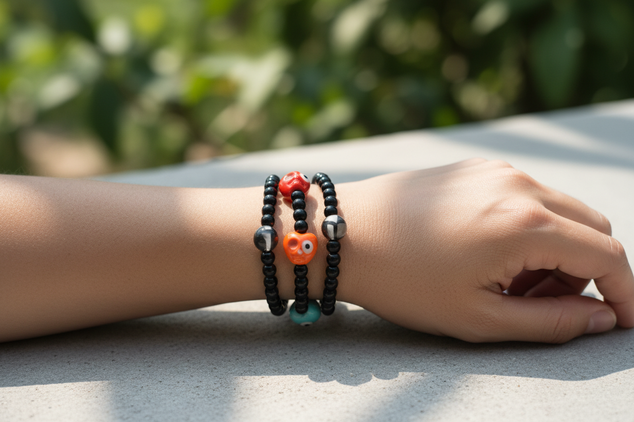 Ceramic Evil Eye Heart Bracelet
