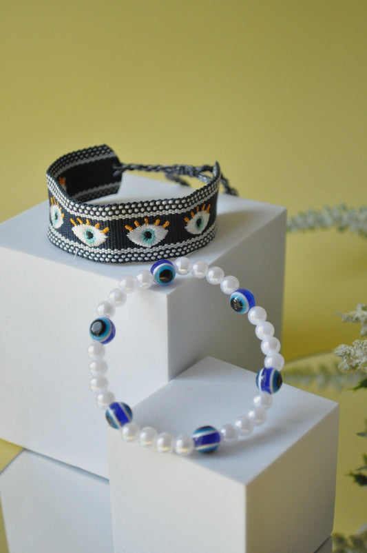 Navy Evil Eye Duo Bracelet