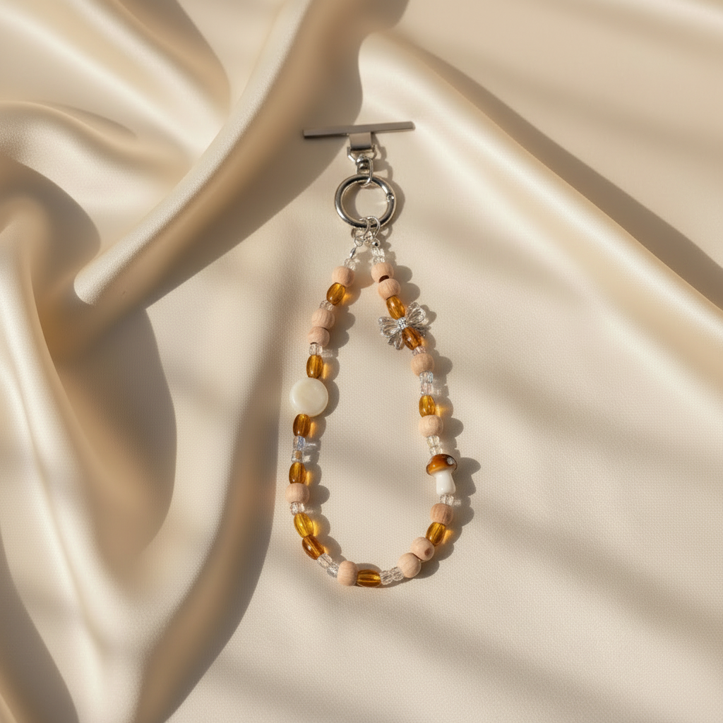 Amber & Wooden Phone Strap