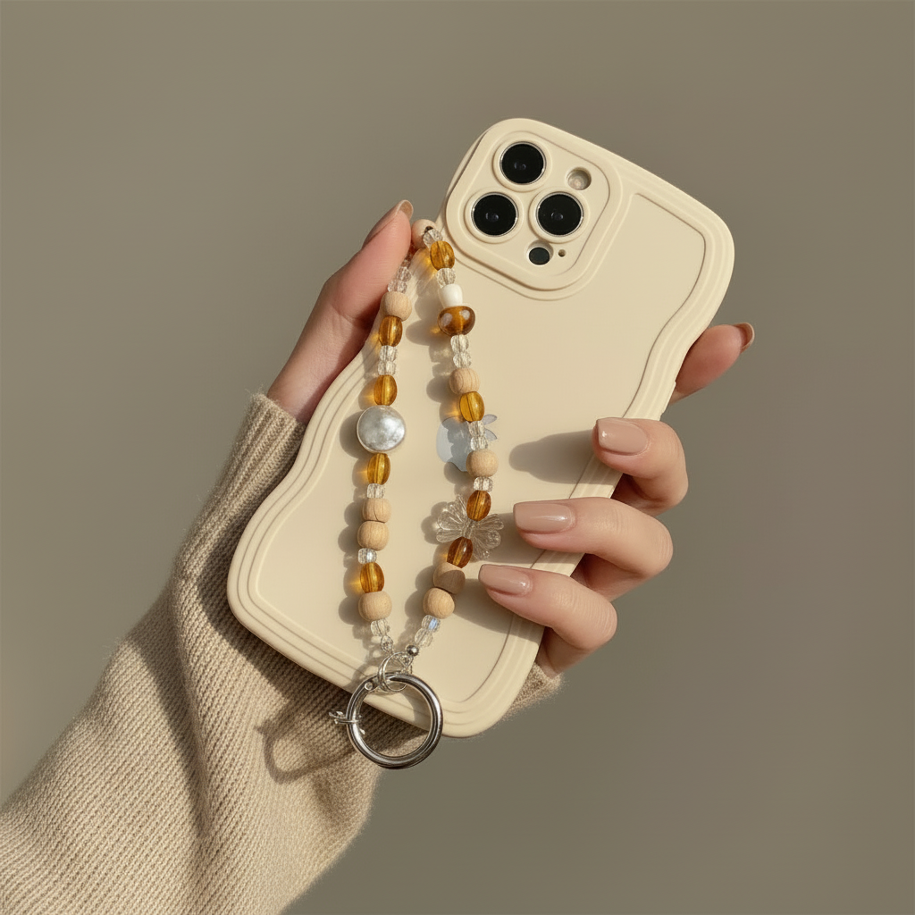 Amber & Wooden Phone Strap