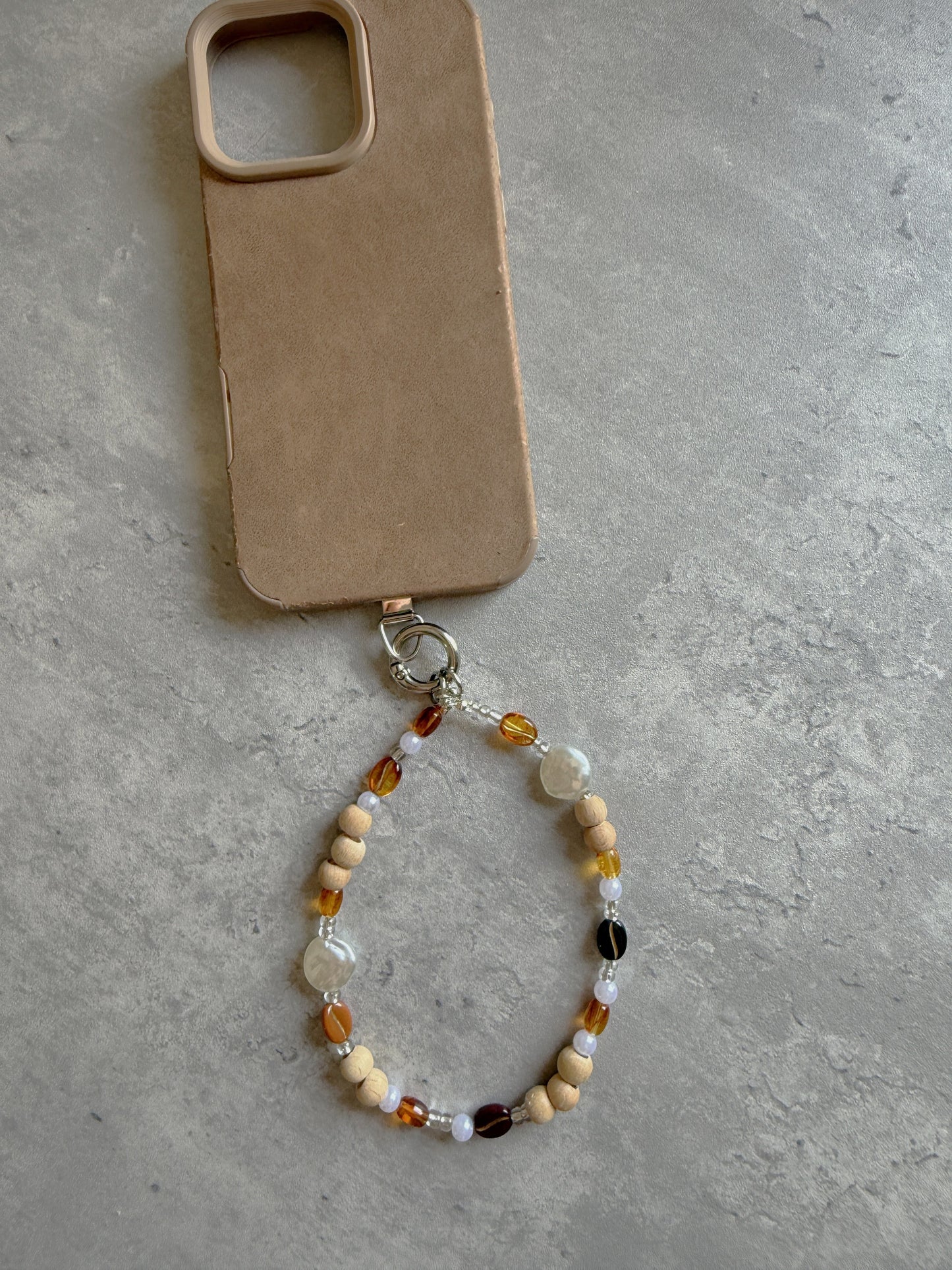 Amber Coffee Bean Phone Charm
