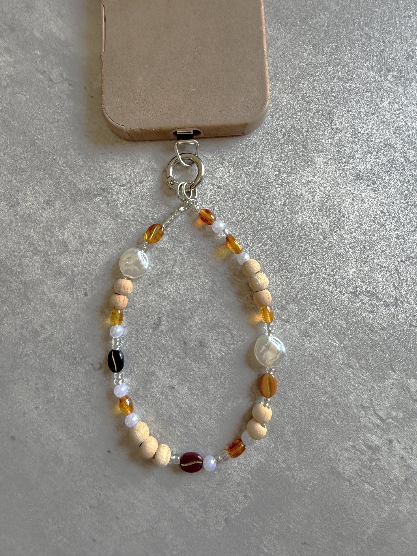 Amber Coffee Bean Phone Charm