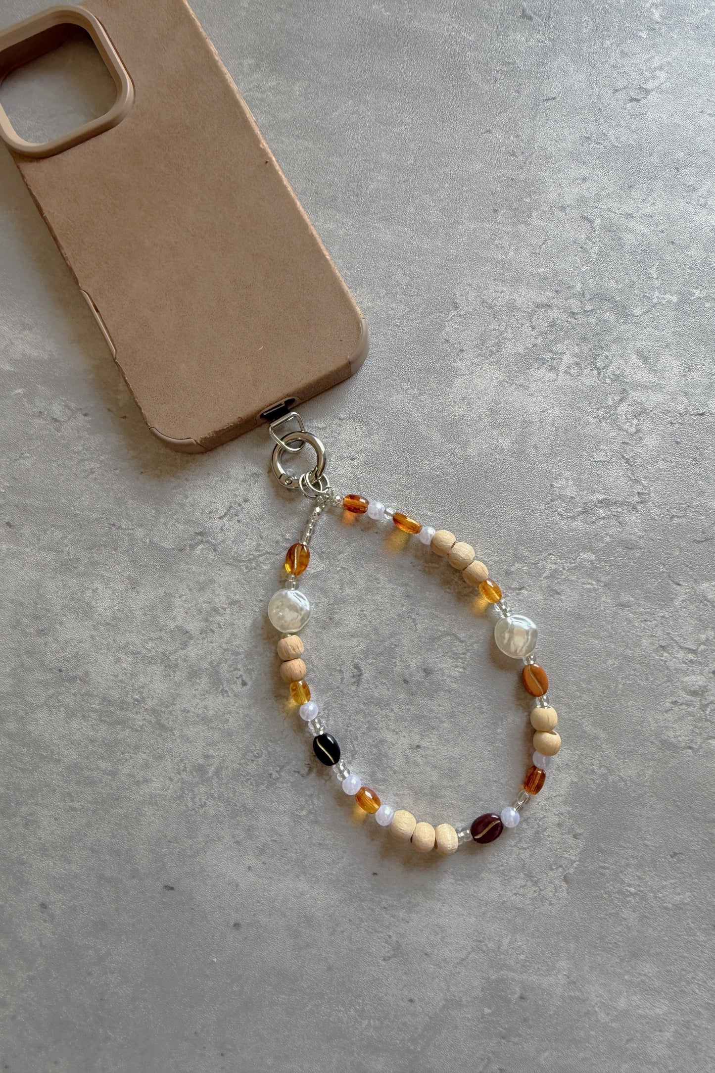 Amber Coffee Bean Phone Charm