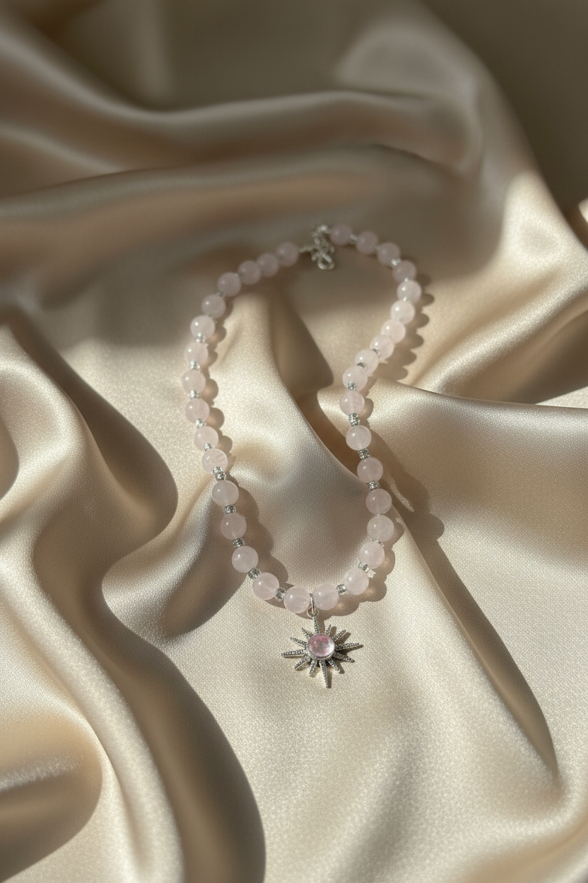 Rose Quartz Sunbeam Necklace
