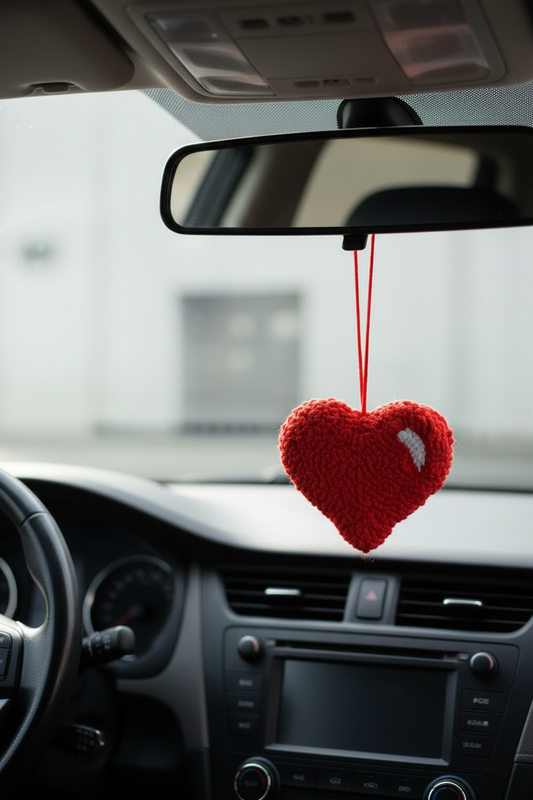 Red Heart Tufted Bag Charm